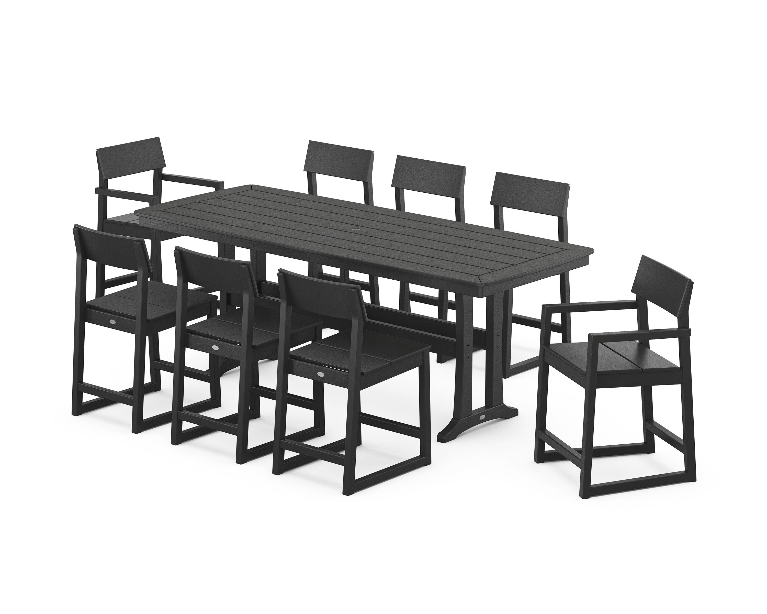 EDGE 9-Piece Counter Set with Trestle Legs in Black