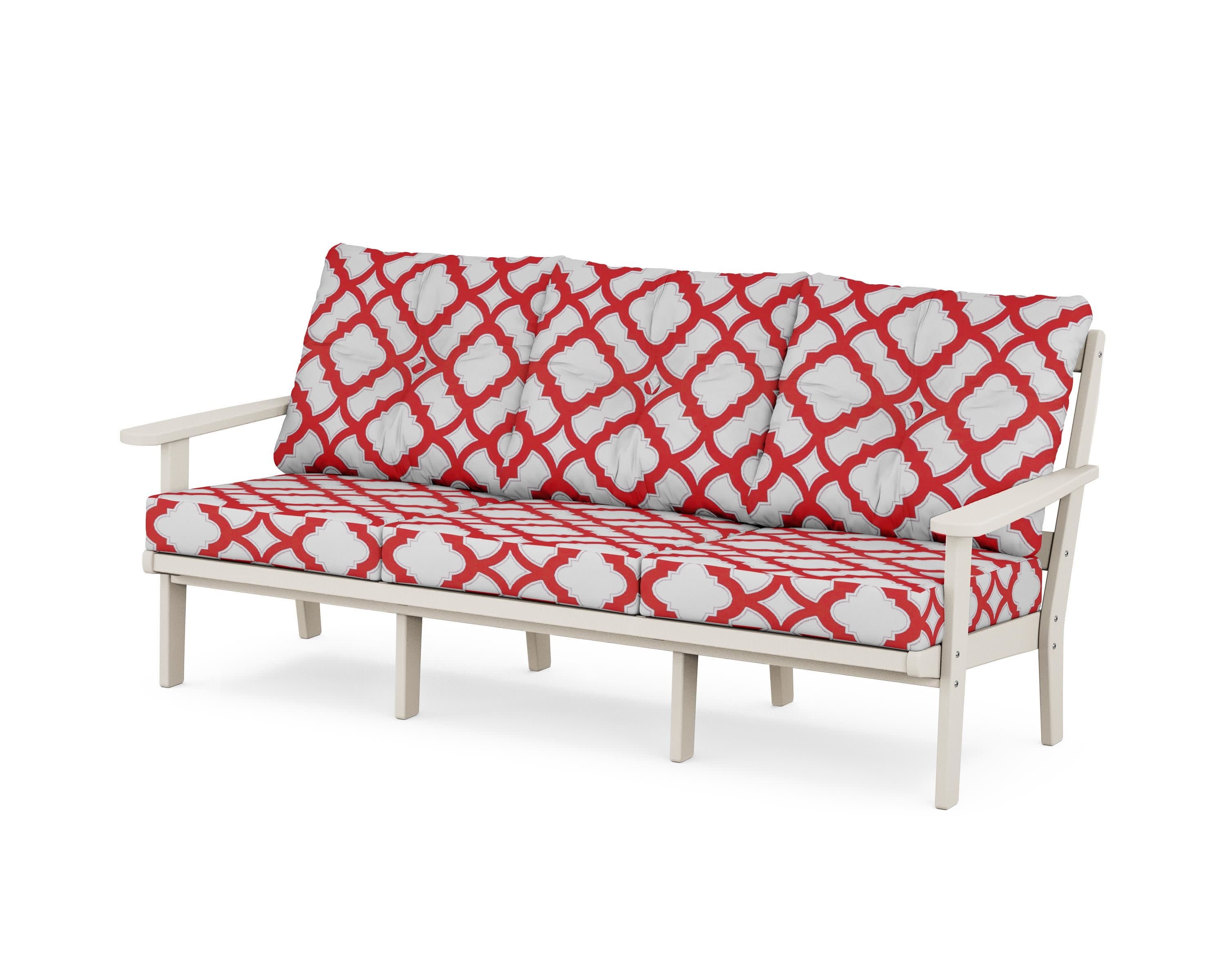 Mission Deep Seating Sofa in Sand / Trellis Crimson