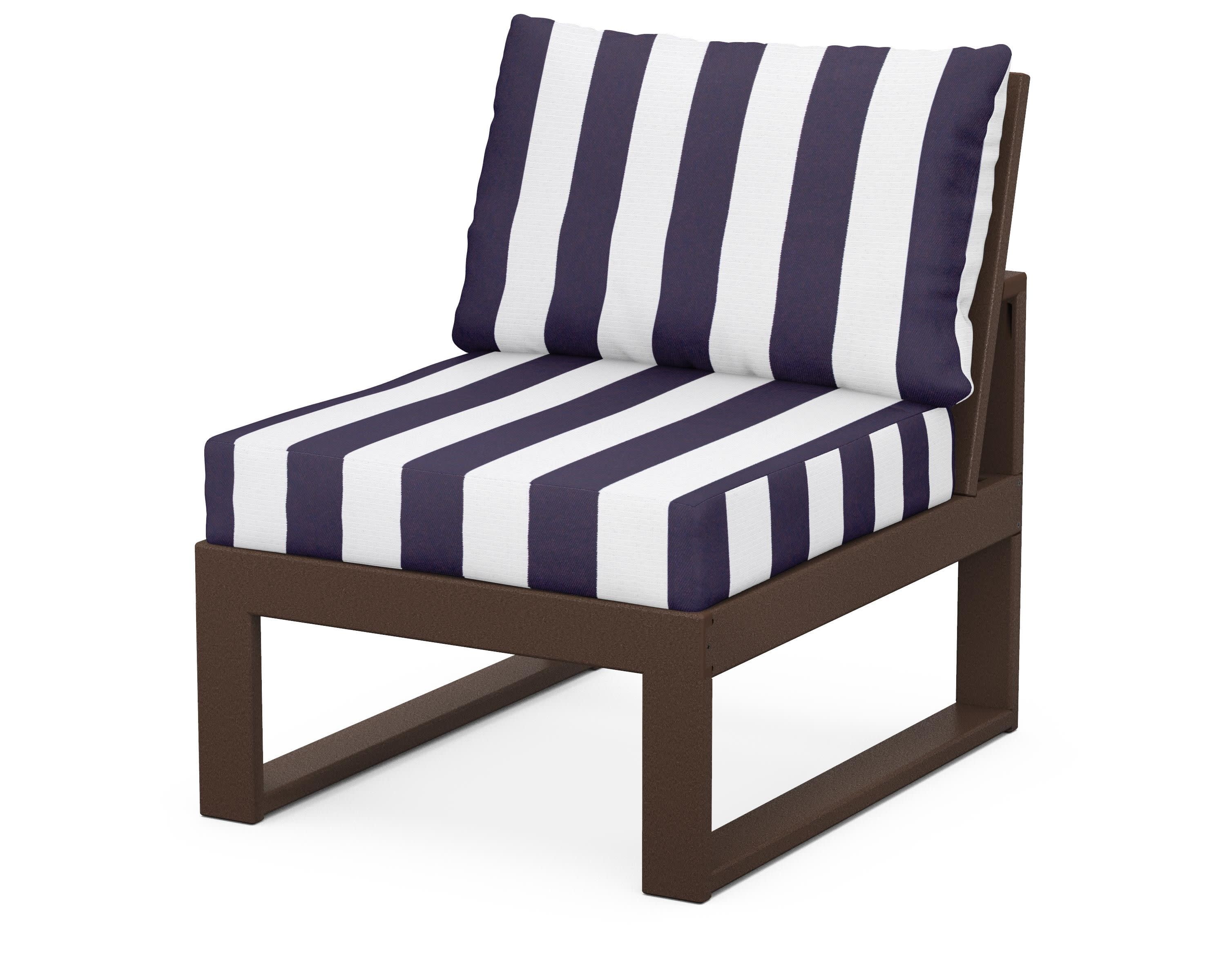 Modular Armless Chair in Mahogany / Cabana Stripe Navy
