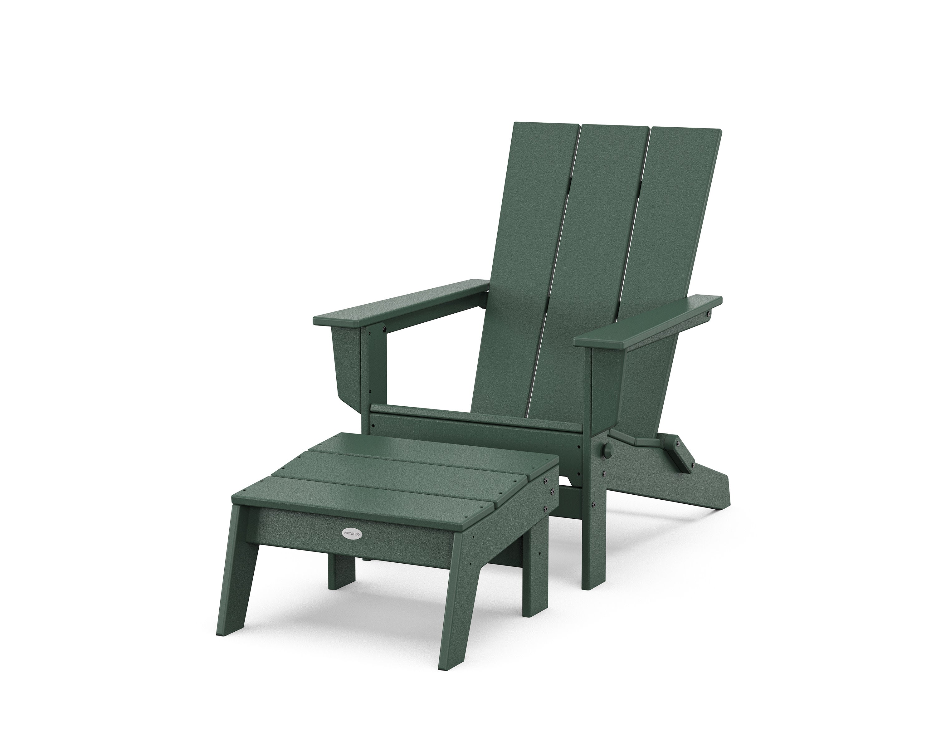 Modern Studio Folding Adirondack Chair with Ottoman in Green