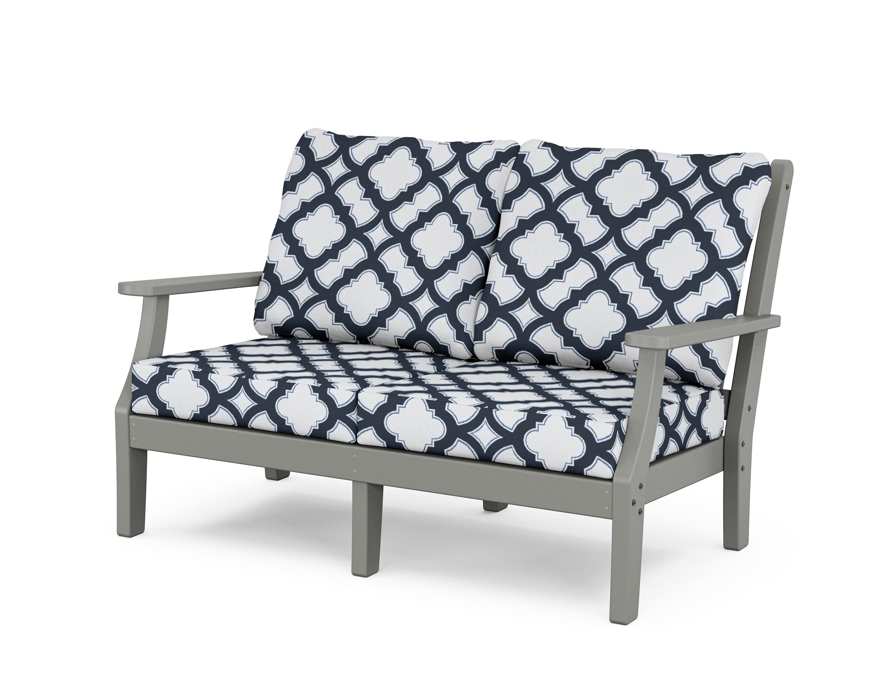 Wovendale Deep Seating Loveseat in Slate Grey / Trellis Marine Indigo