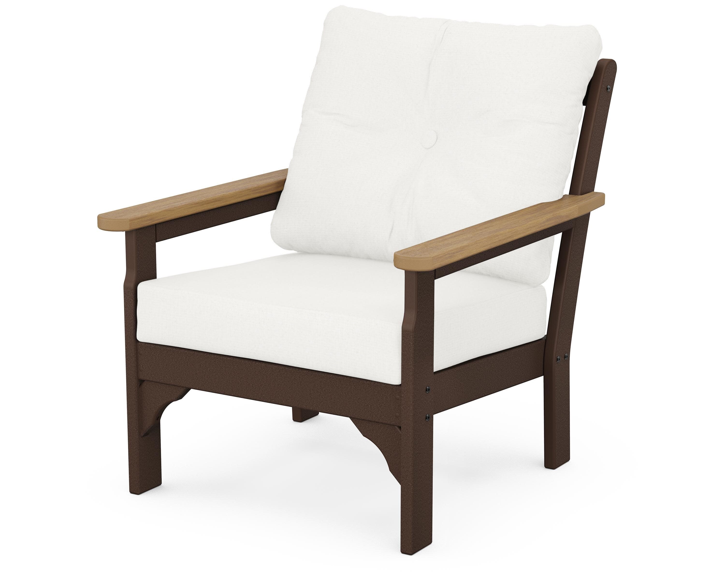 Vineyard Deep Seating Chair in Mahogany / Natural / Natural Linen