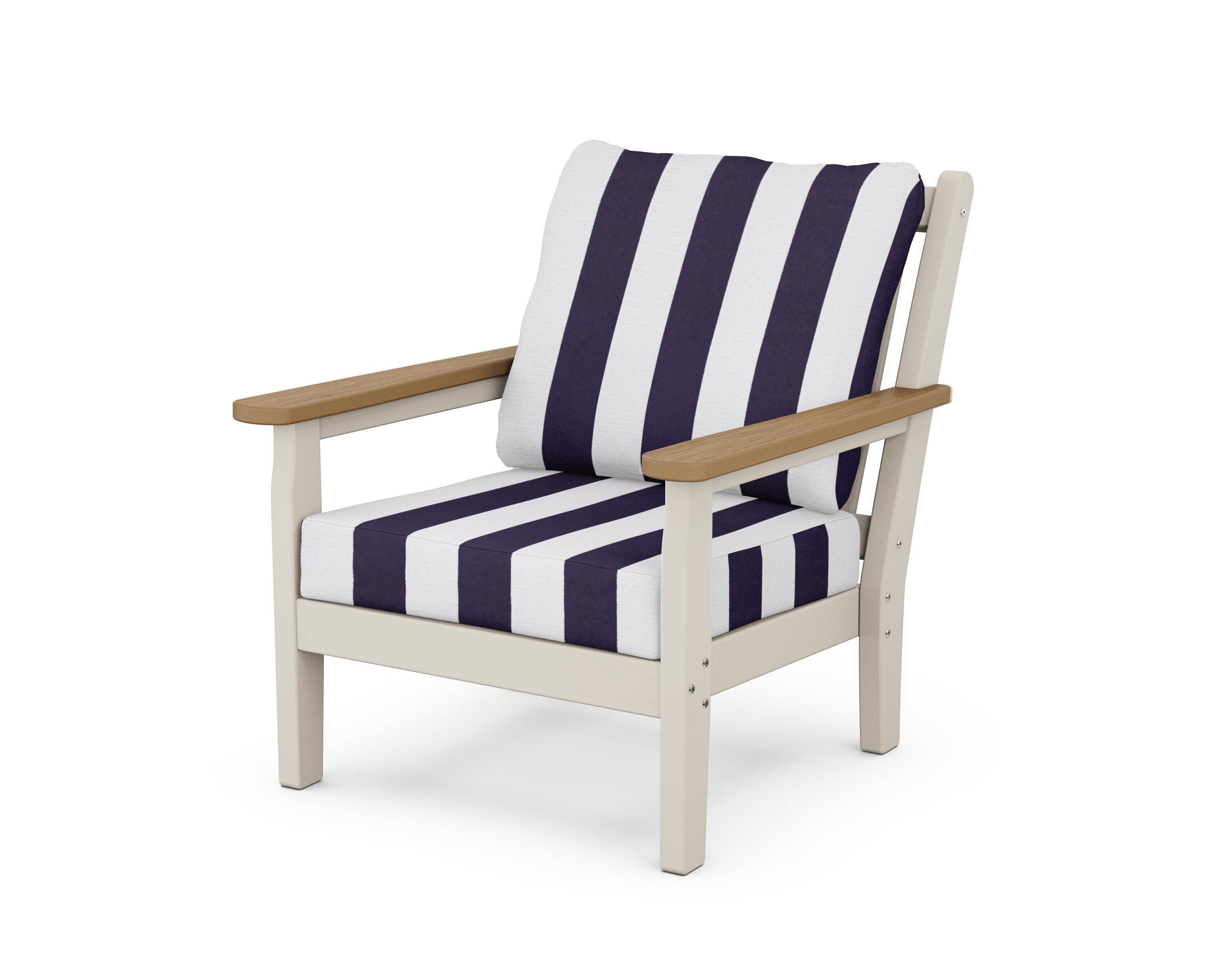 Chippendale Deep Seating Chair in Sand / Natural / Cabana Stripe Navy