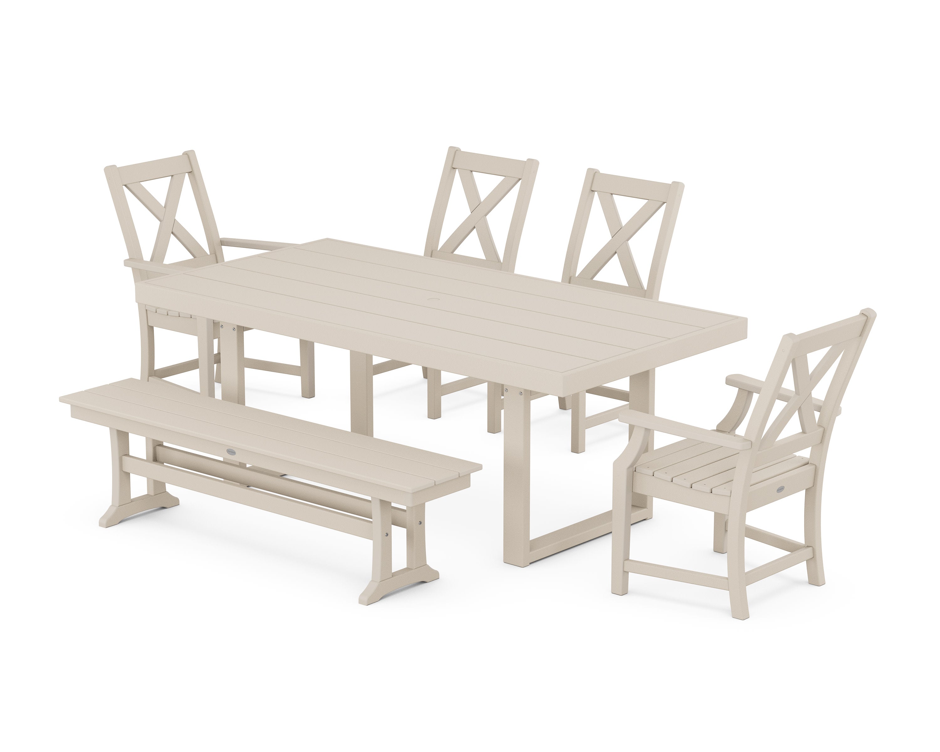 Braxton 6-Piece Dining Set with Bench in Sand