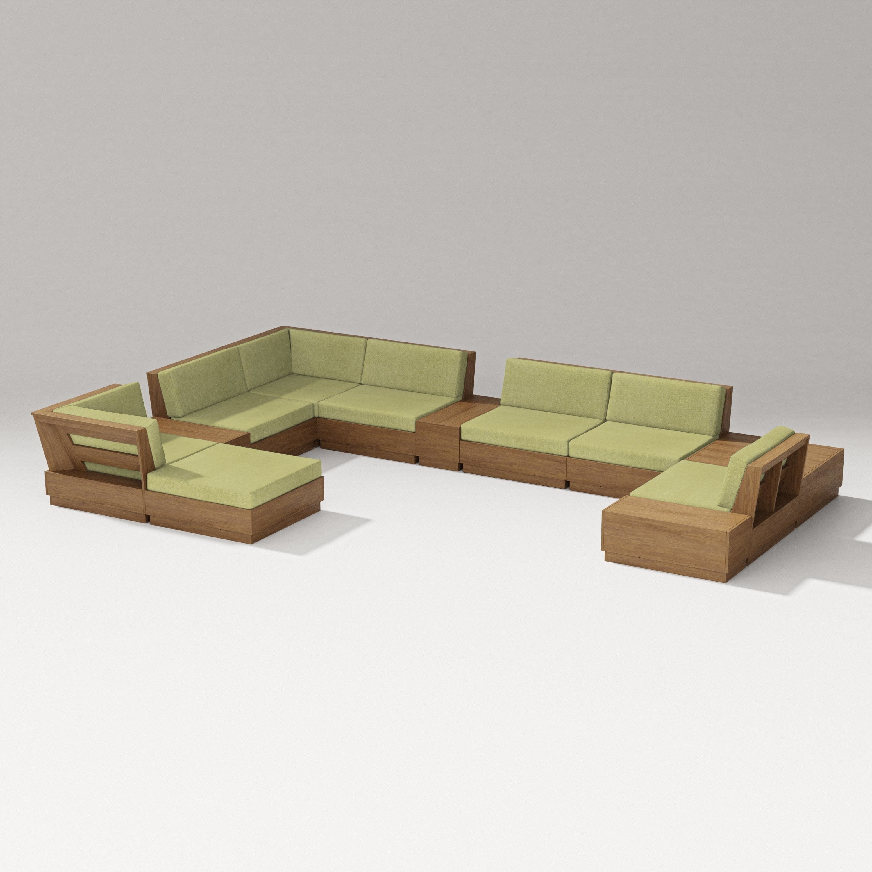 Elevate 12-Piece Conversation Sectional Set in Natural / Chartreuse Boucle