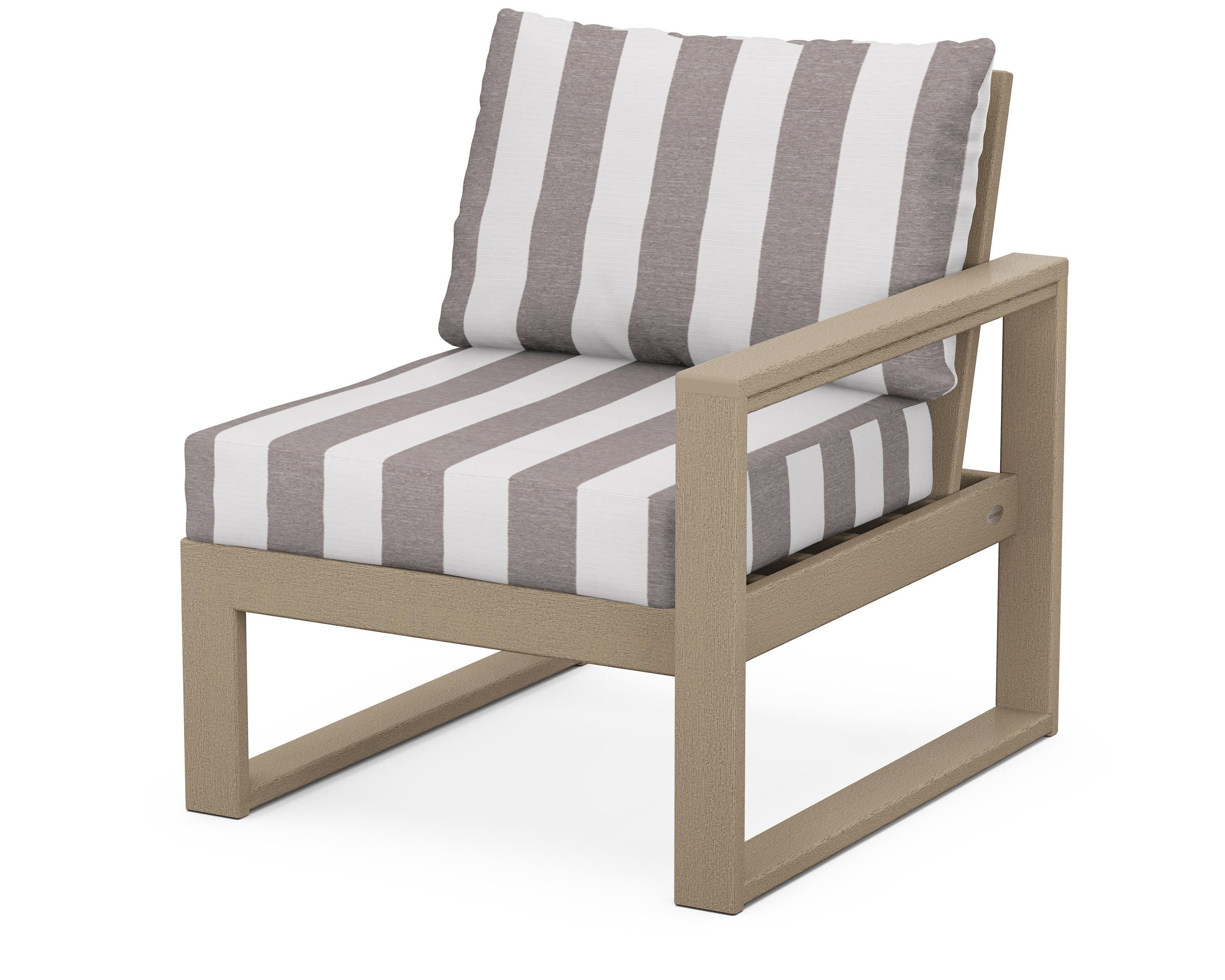 EDGE Modular Right Arm Chair in Vintage Sahara / Cabana Stripe Grey Mist