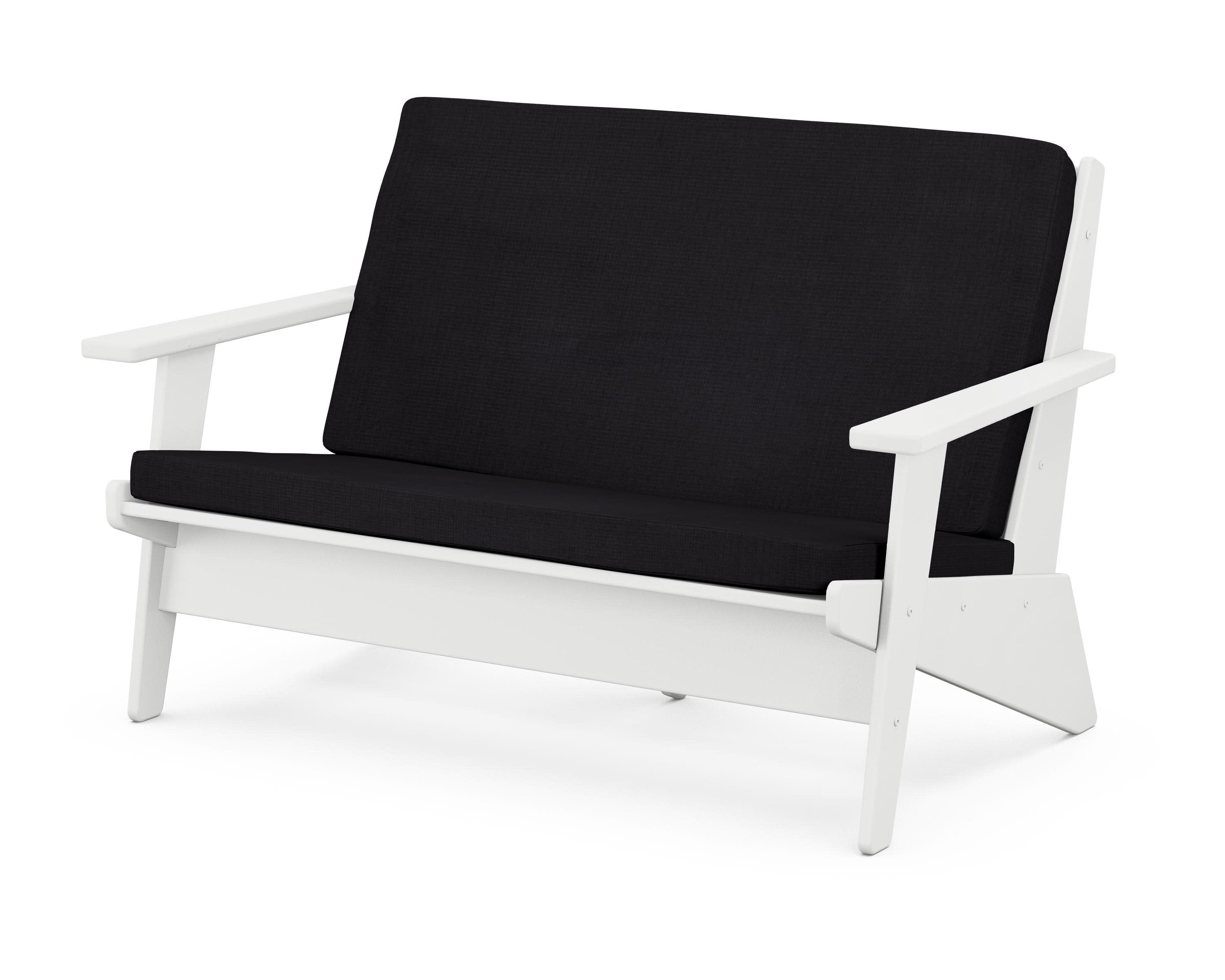Riviera Modern Lounge Loveseat in White / Midnight Linen