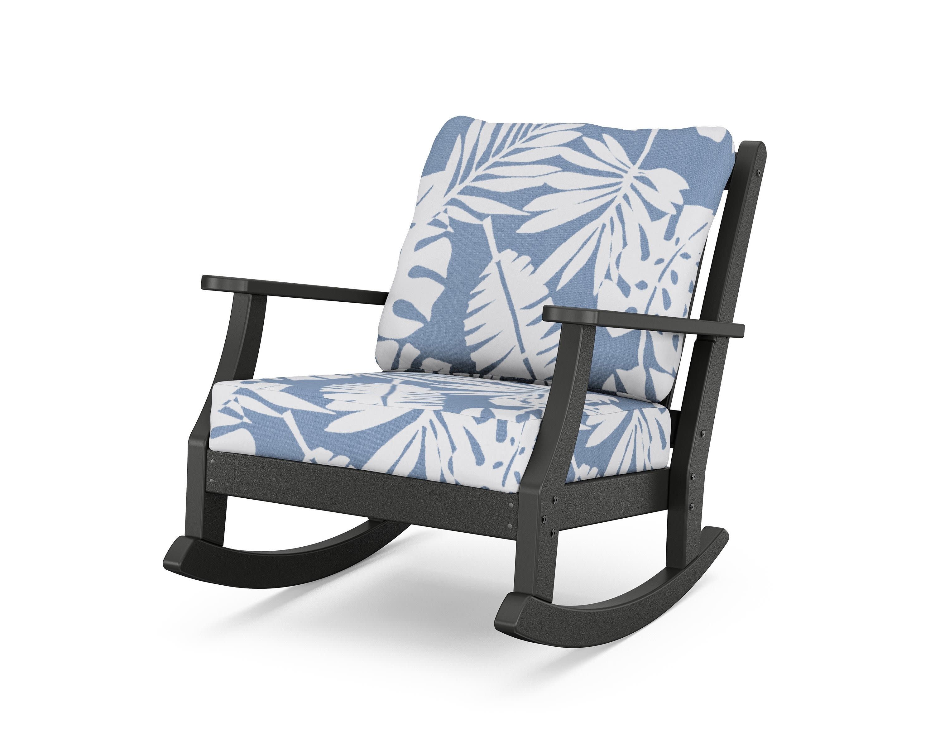 Wovendale Deep Seating Rocking Chair in Black / Leaf Sky Blue