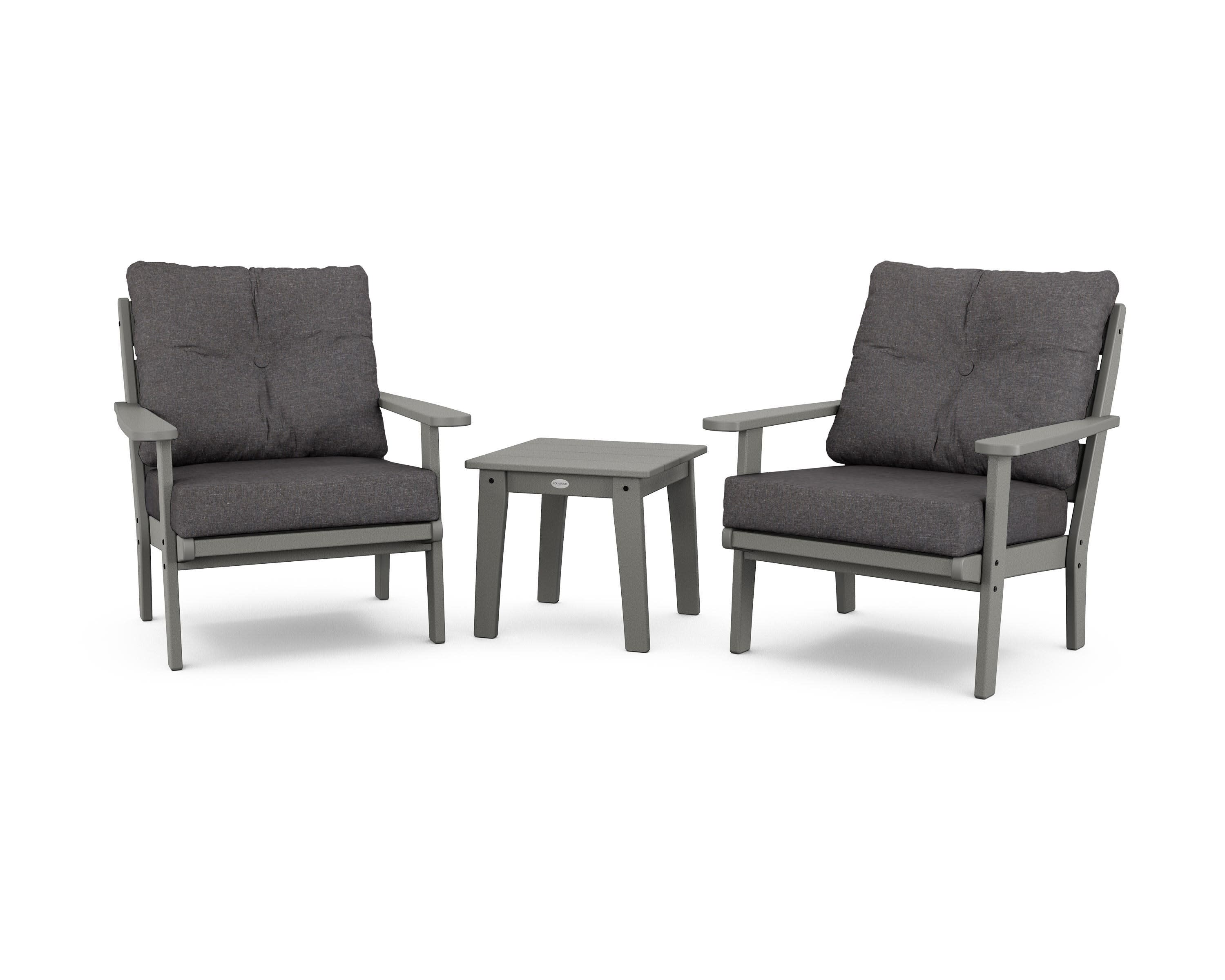 Lakeside 3-Piece Deep Seating Chair Set in Slate Grey / Ash Charcoal