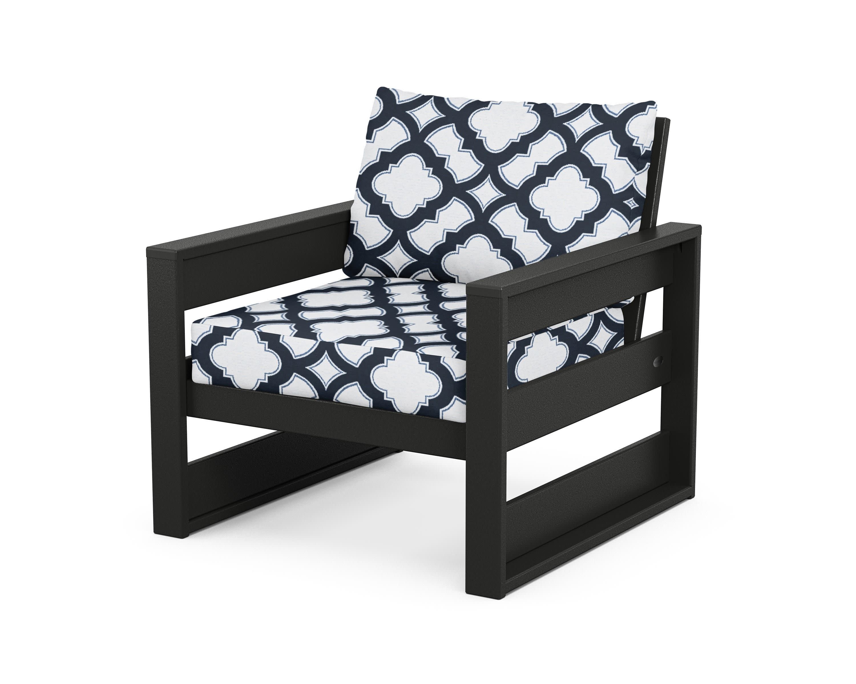 Westport Club Chair in Black / Trellis Marine Indigo