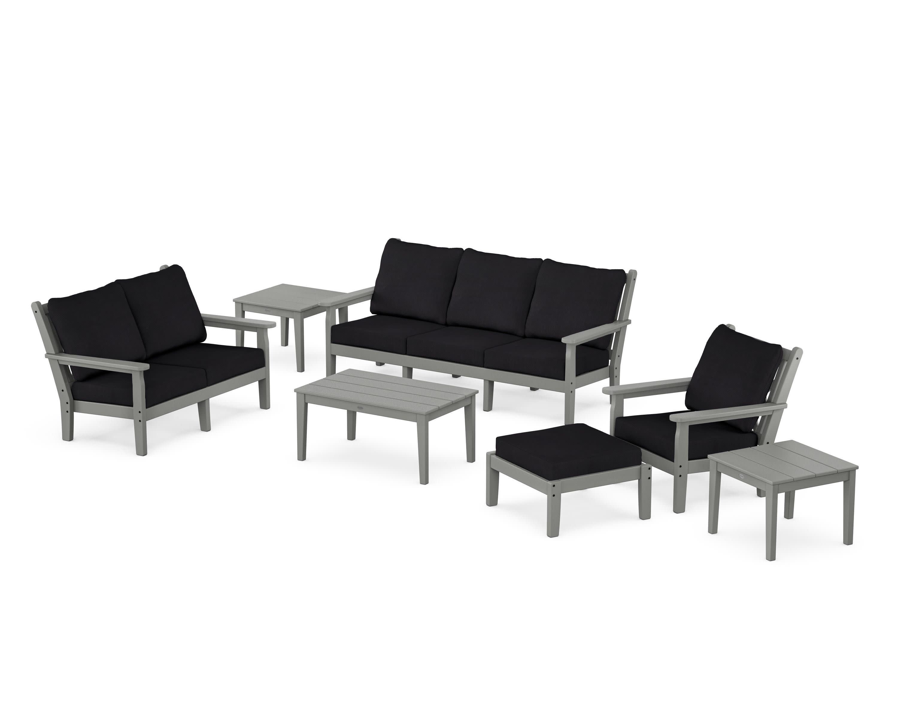 Chippendale 7-Piece Deep Seating Set in Slate Grey / Midnight Linen