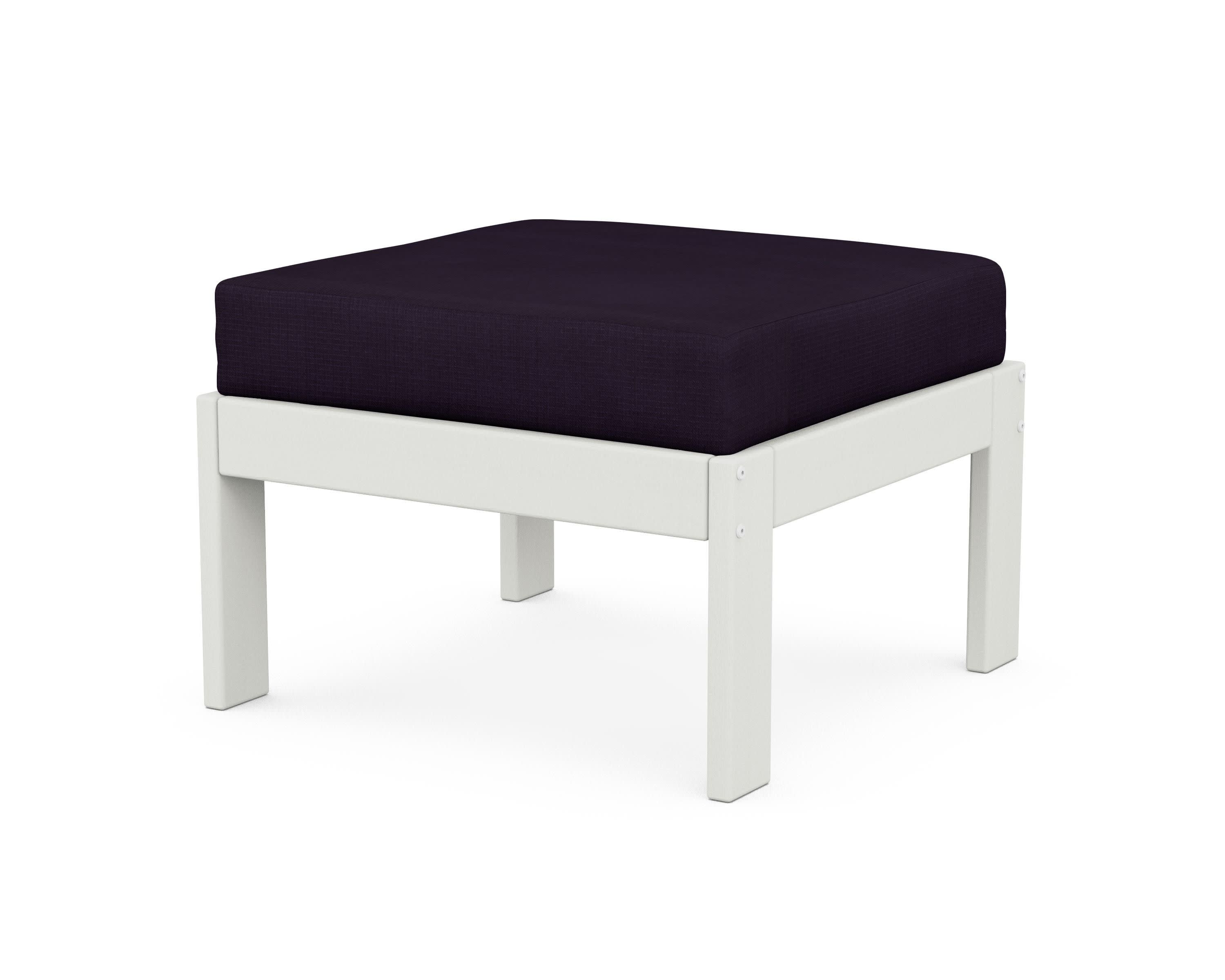 Vineyard Modular Ottoman in Vintage White / Navy Linen
