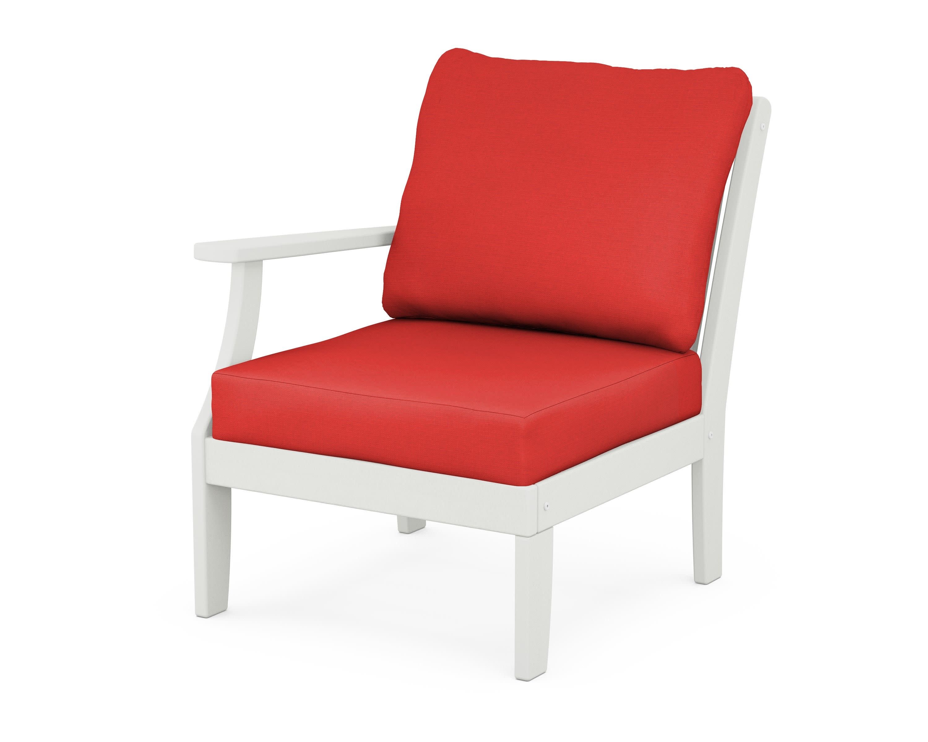 Braxton Modular Left Arm Chair in Vintage White / Crimson Linen