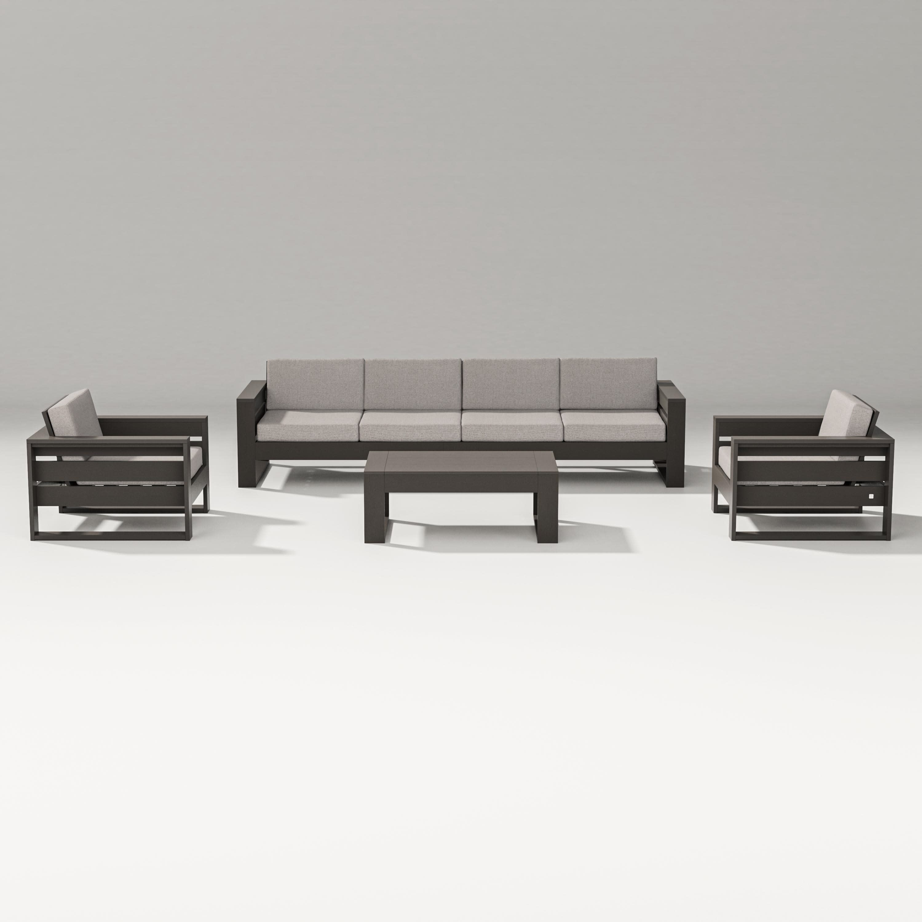 Latitude 5-Piece Lounge Sofa Set in Vintage Coffee / Weathered Tweed
