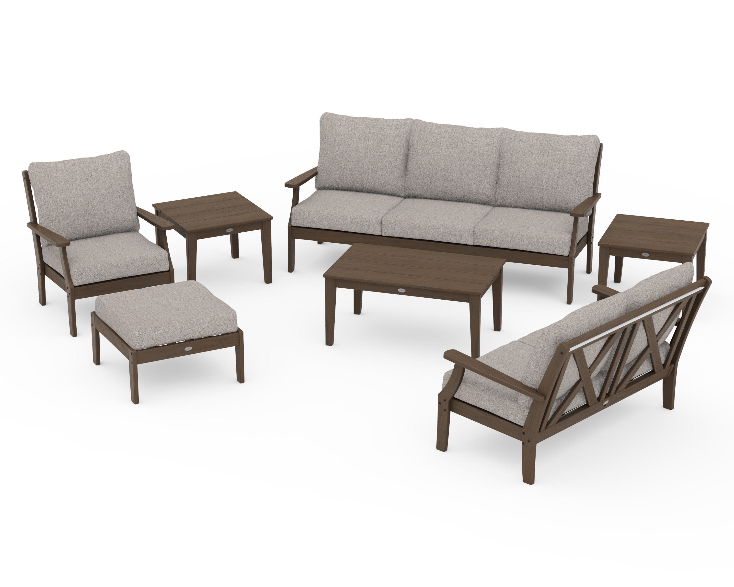 Braxton 7-Piece Deep Seating Set in Kona / Weathered Tweed