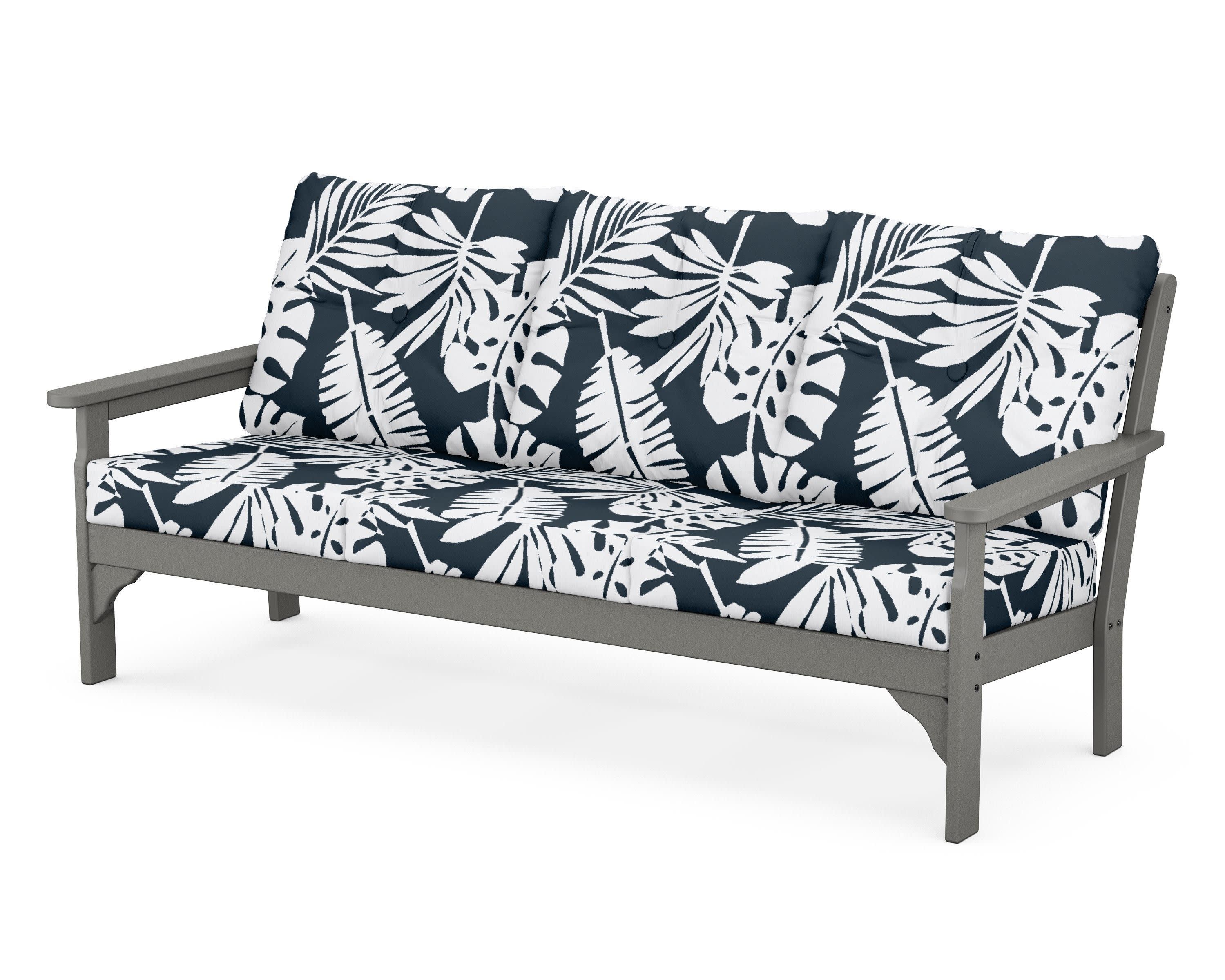 Vineyard Deep Seating Sofa in Slate Grey / Leaf Marine Indigo