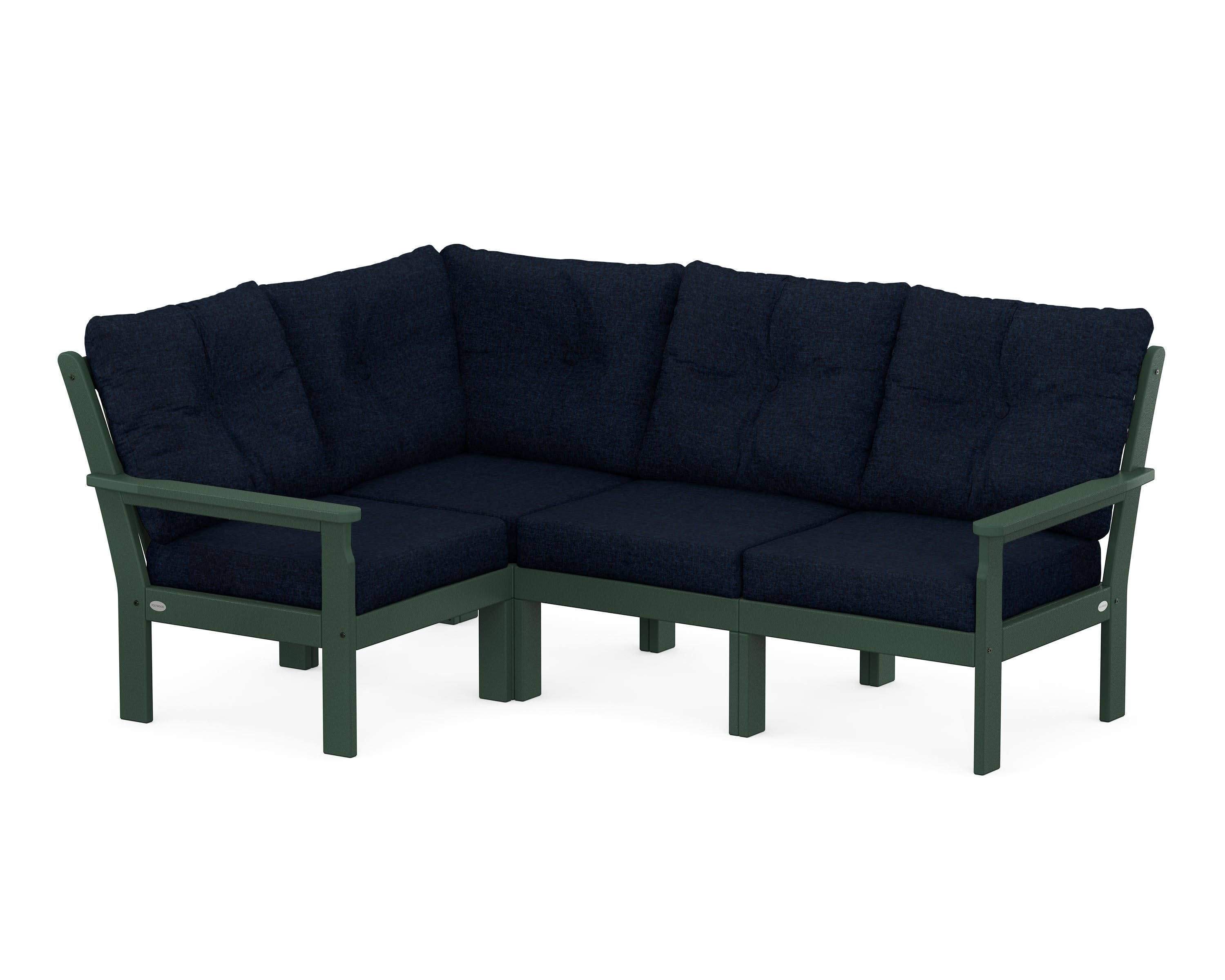 Vineyard 4-Piece Sectional in Green / Marine Indigo