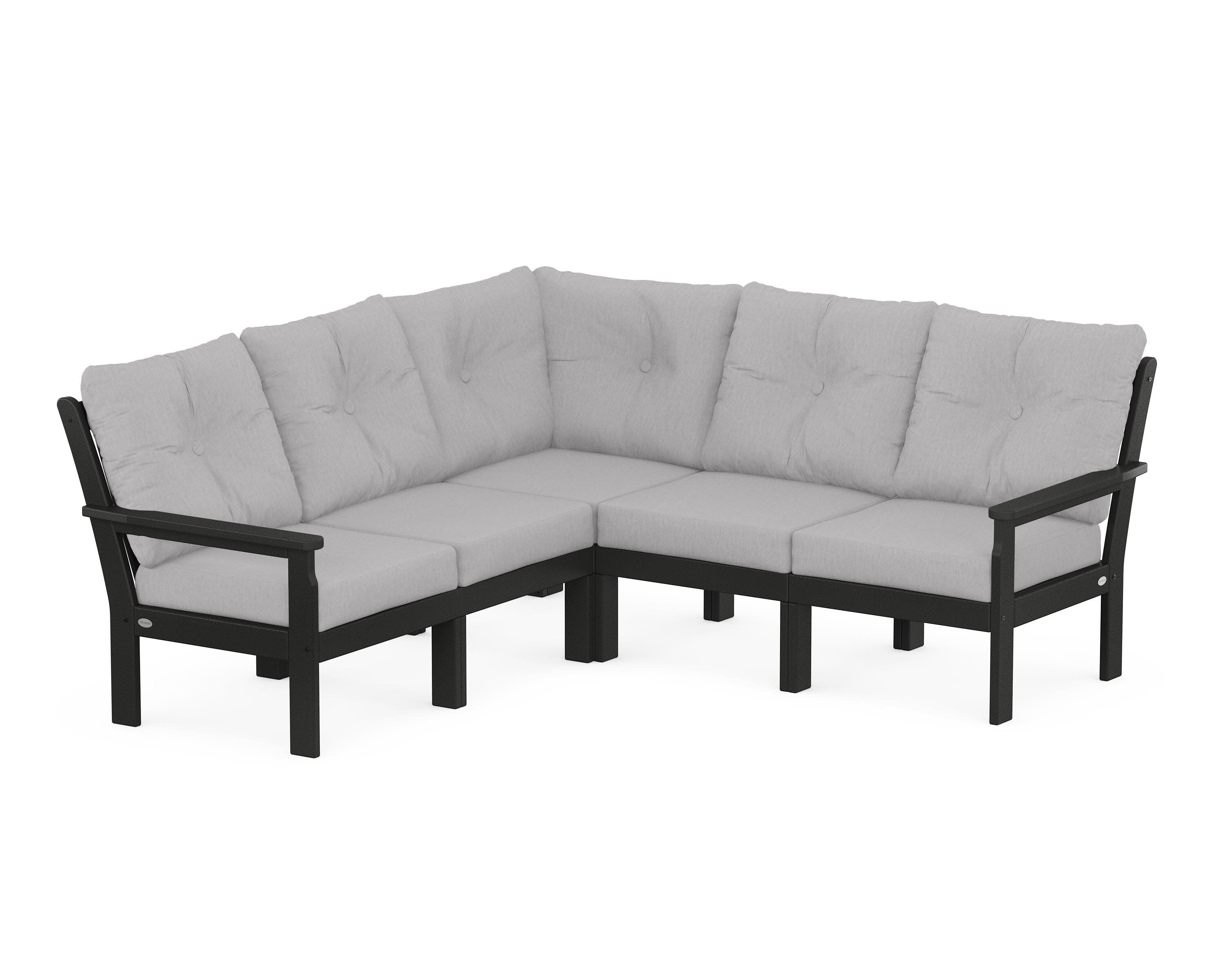 Vineyard 5-Piece Sectional in Black / Granite
