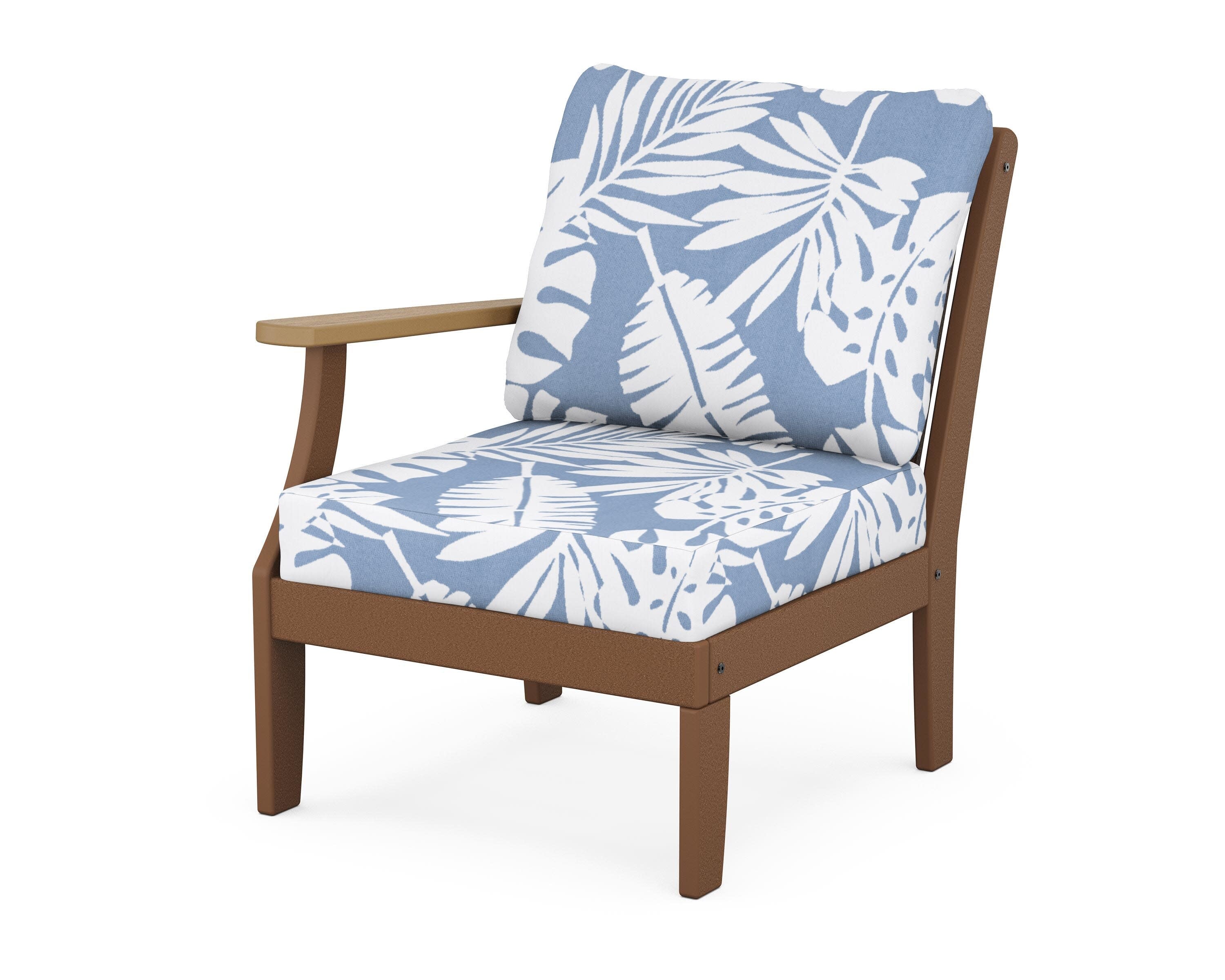 Braxton Modular Left Arm Chair in Teak / Natural / Leaf Sky Blue