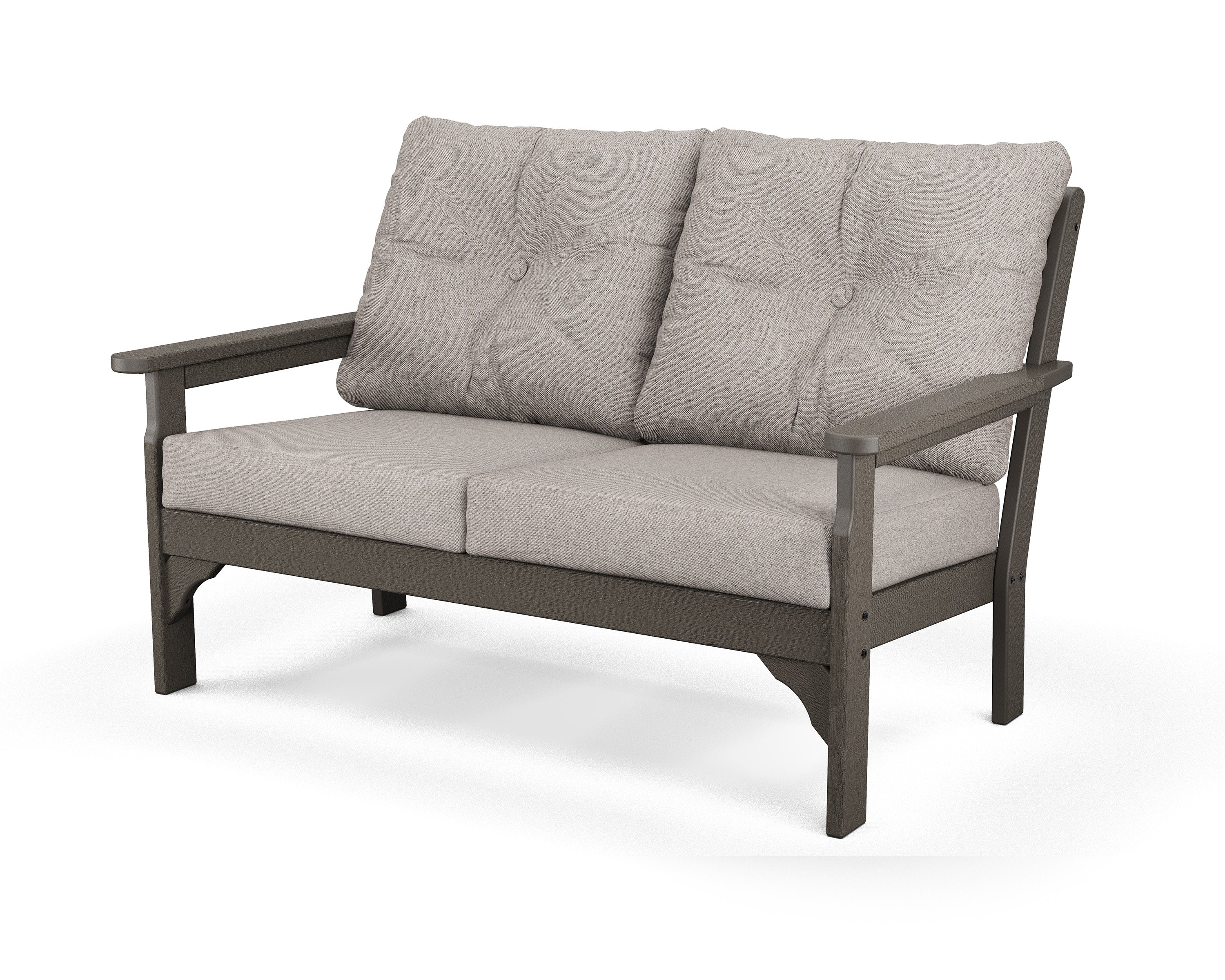 Vineyard Deep Seating Loveseat in Vintage Coffee / Weathered Tweed