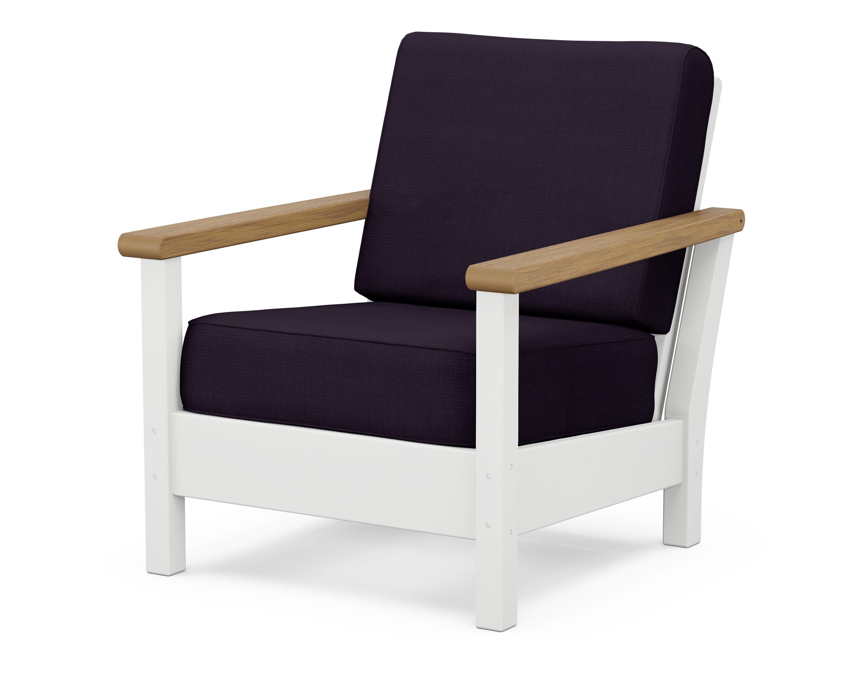 Harbour Deep Seating Chair in White / Natural / Navy Linen