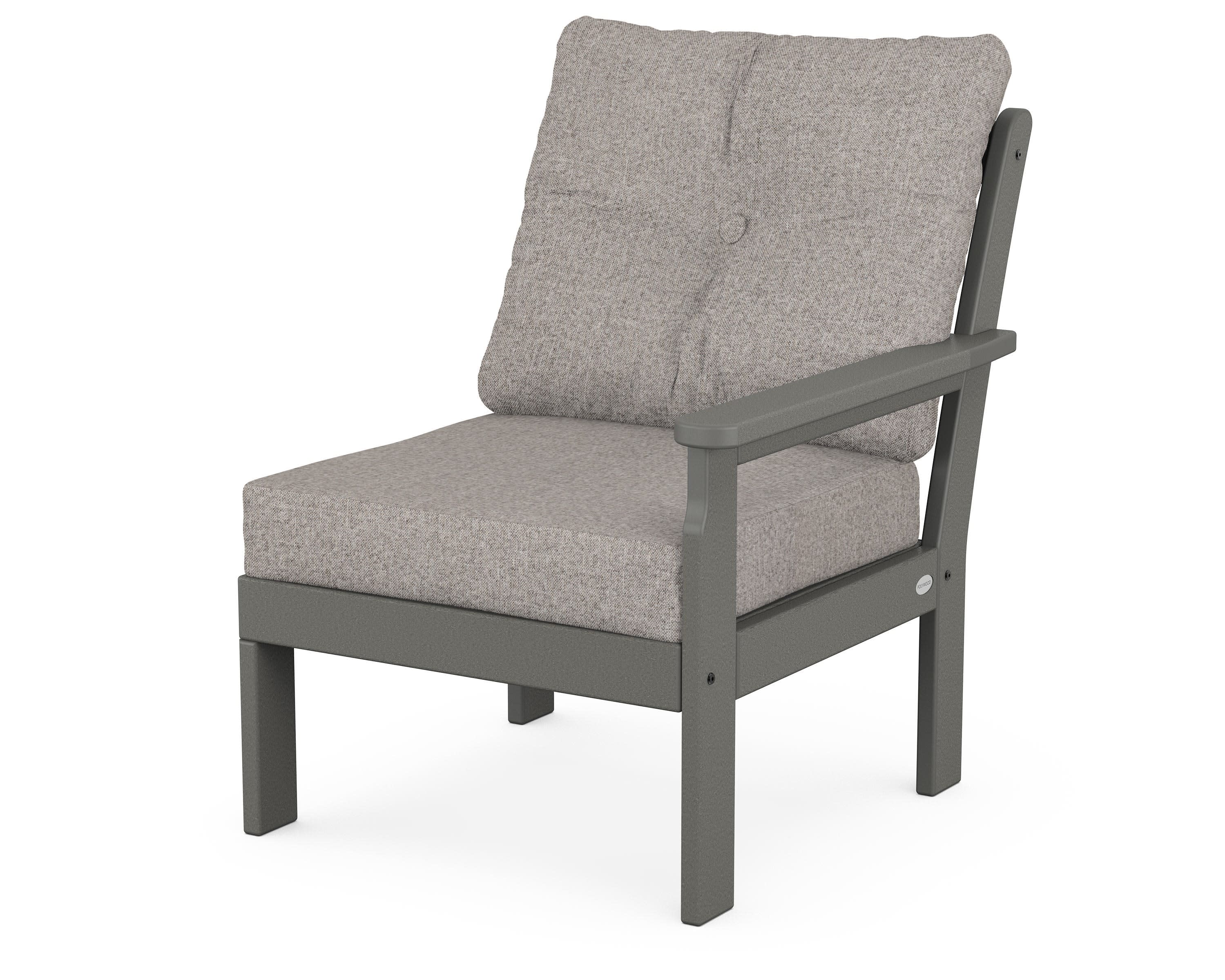 Vineyard Modular Right Arm Chair in Slate Grey / Weathered Tweed