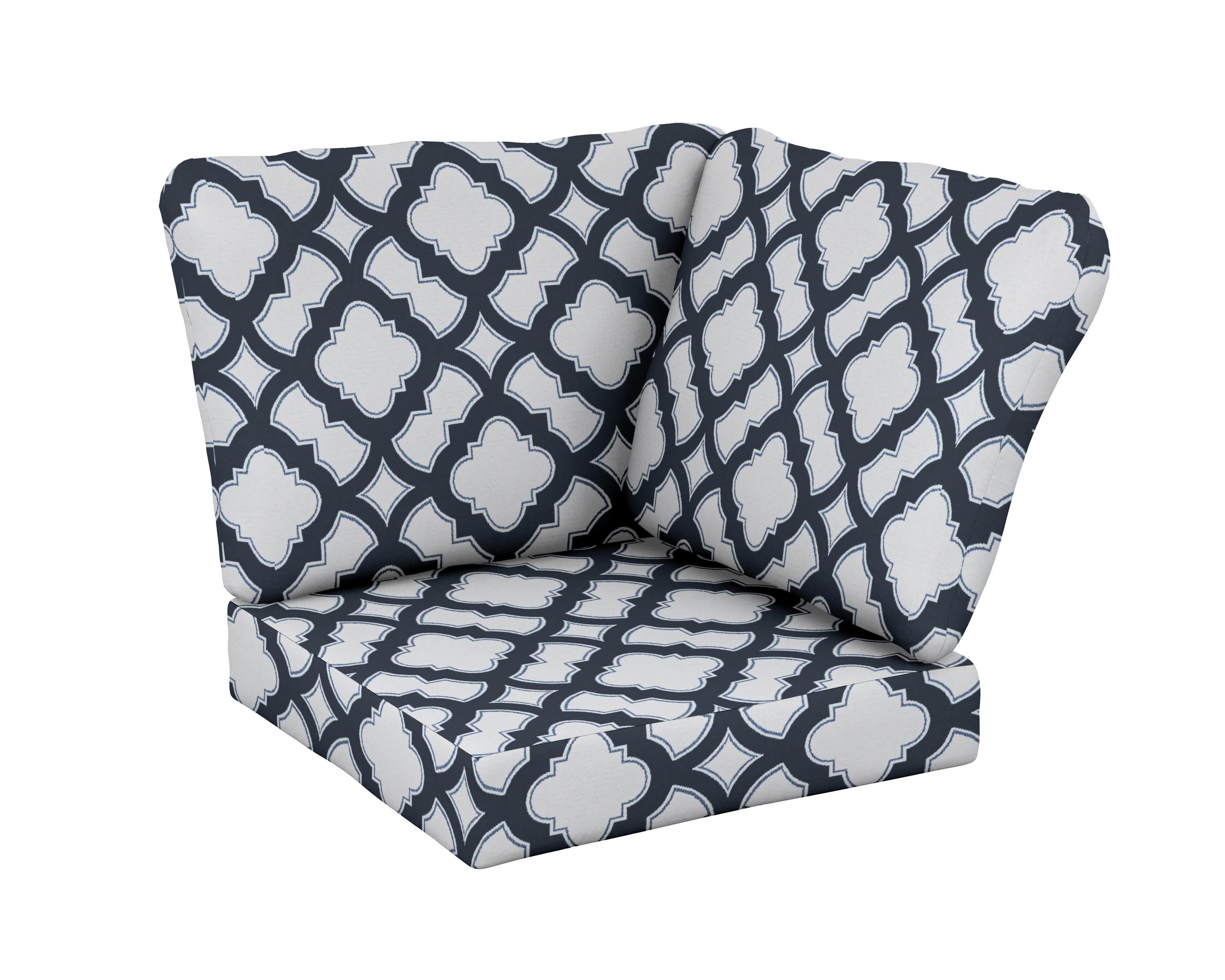 Baffle Modular Corner Cushion in Trellis Marine Indigo