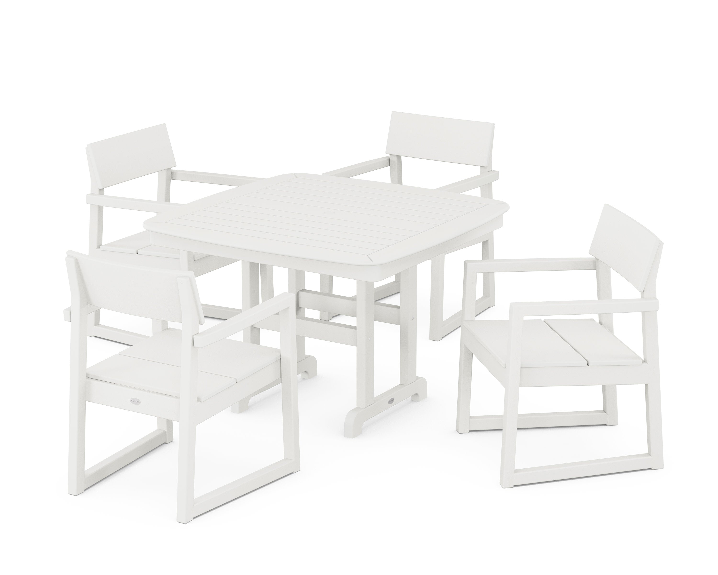EDGE 5-Piece Dining Set with Trestle Legs in Vintage White