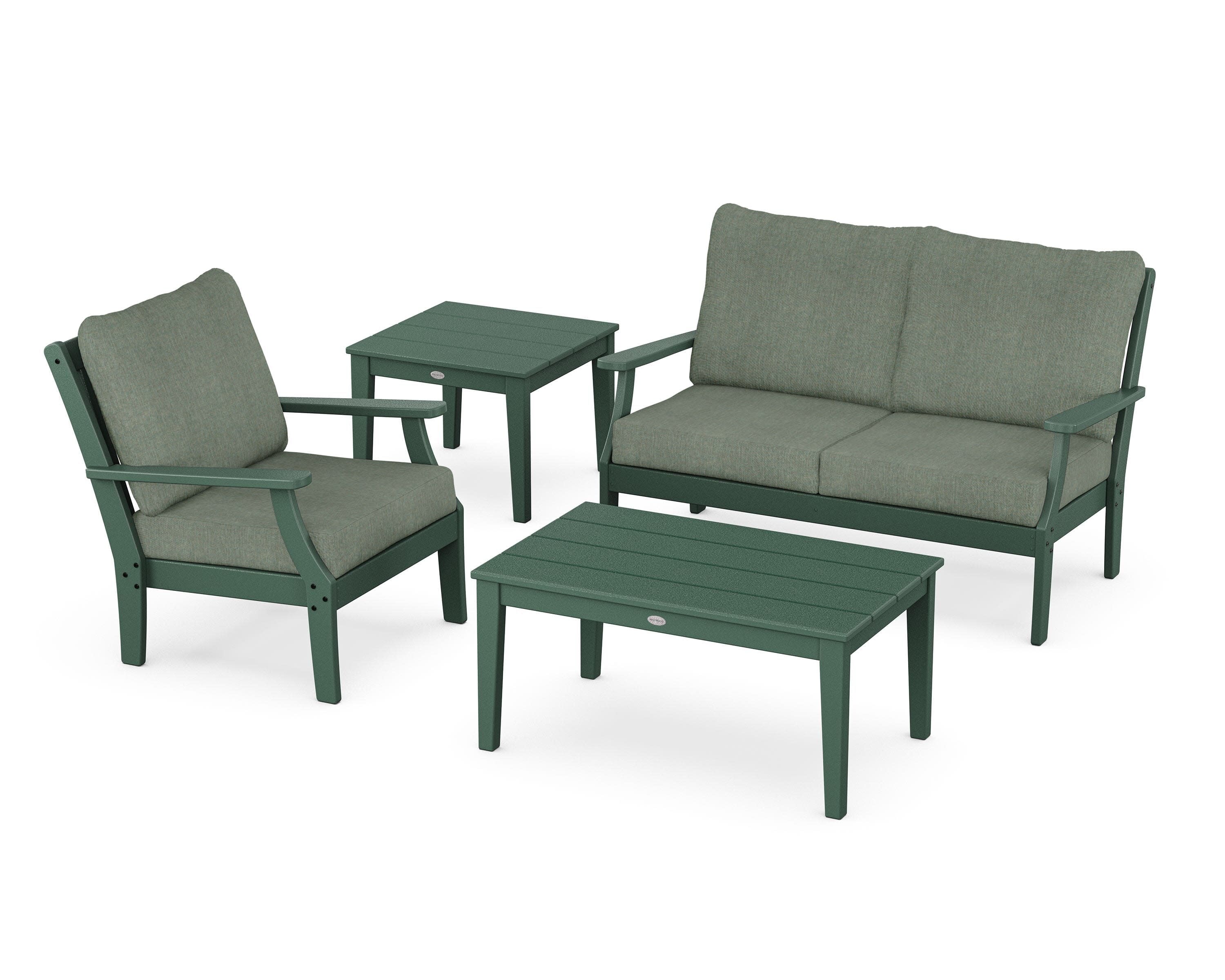 Braxton 4-Piece Deep Seating Set in Green / Cast Sage
