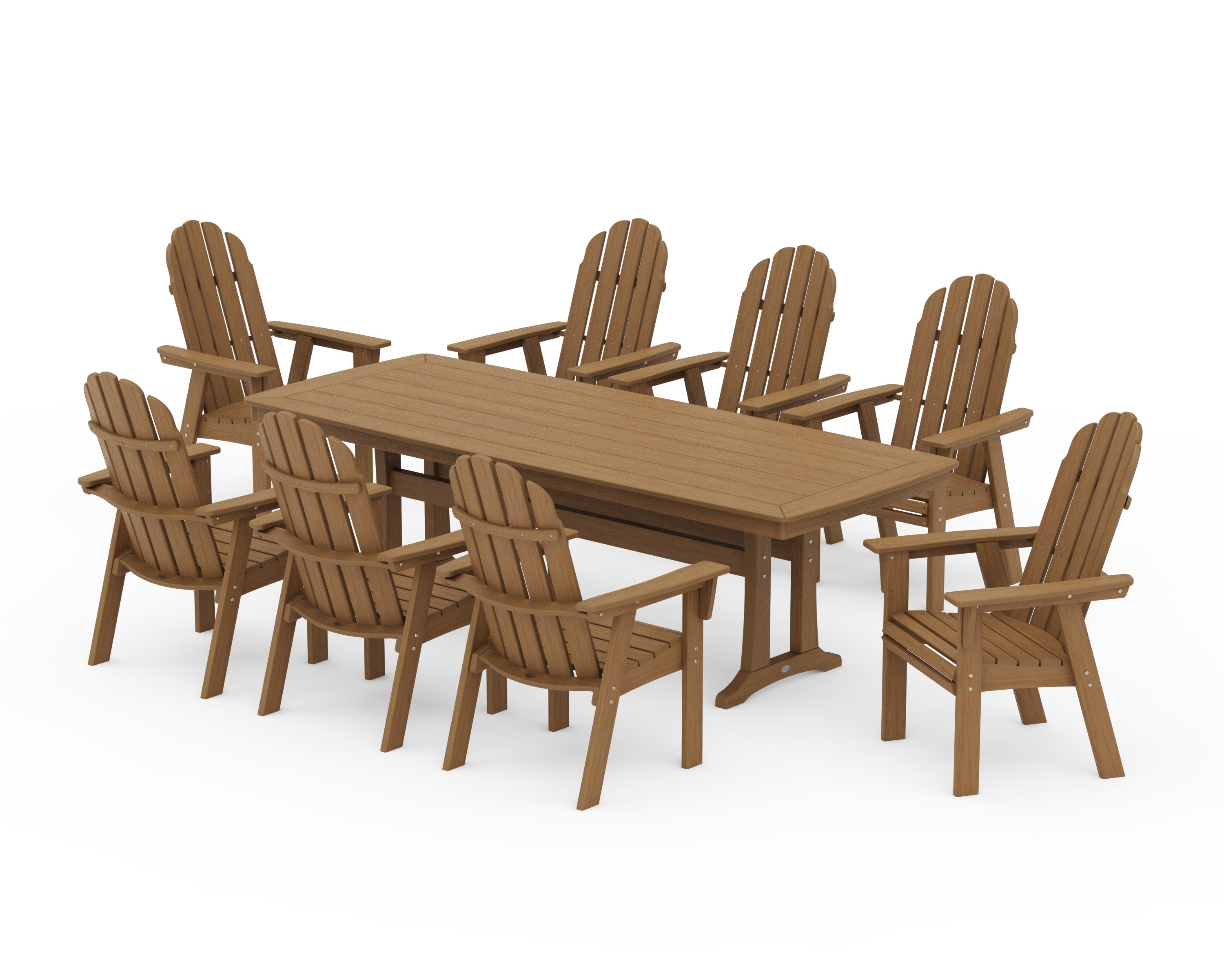 Vineyard Curveback Adirondack 9-Piece Dining Set with Trestle Legs in Natural