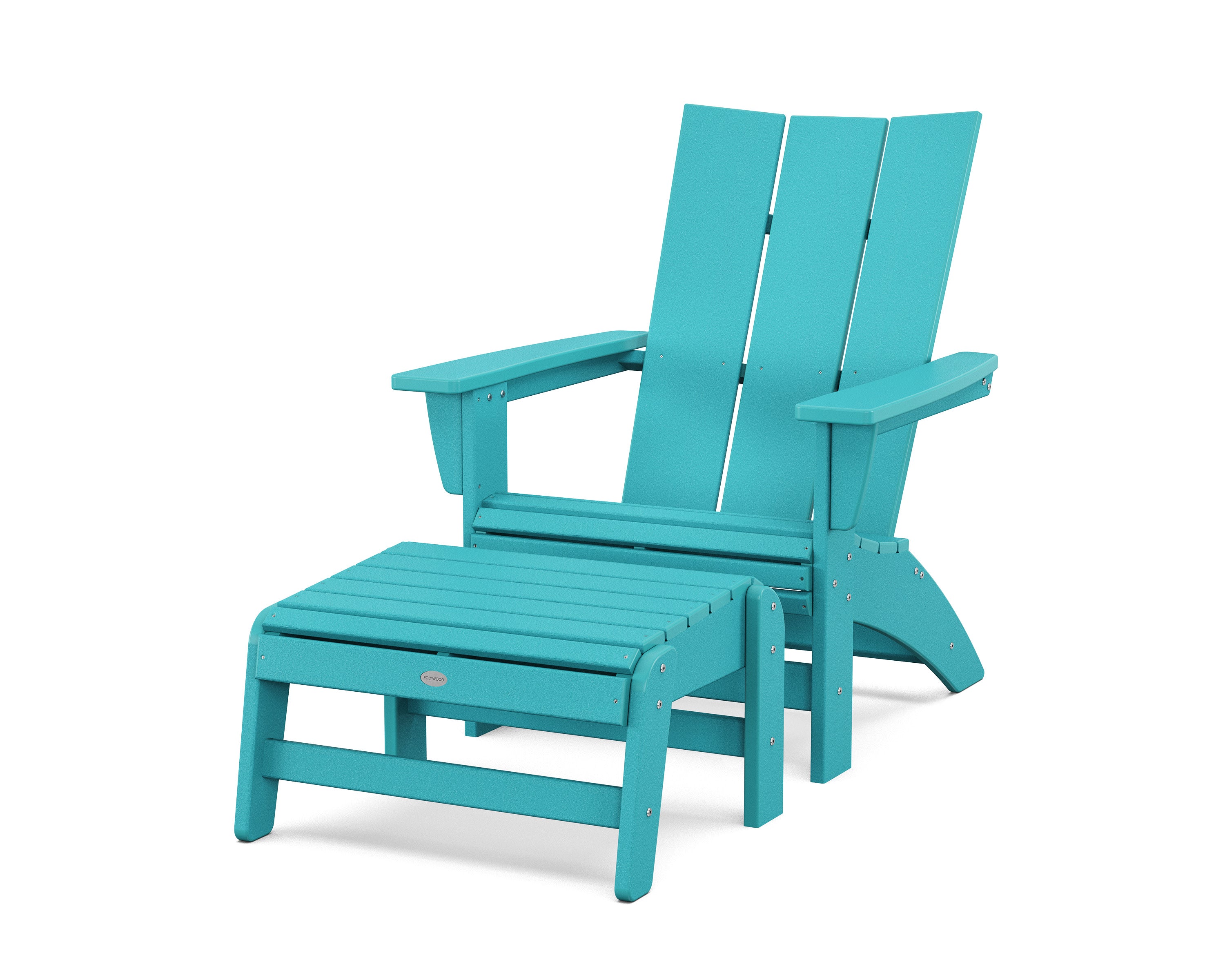 Modern Grand Adirondack Chair with Ottoman in Aruba