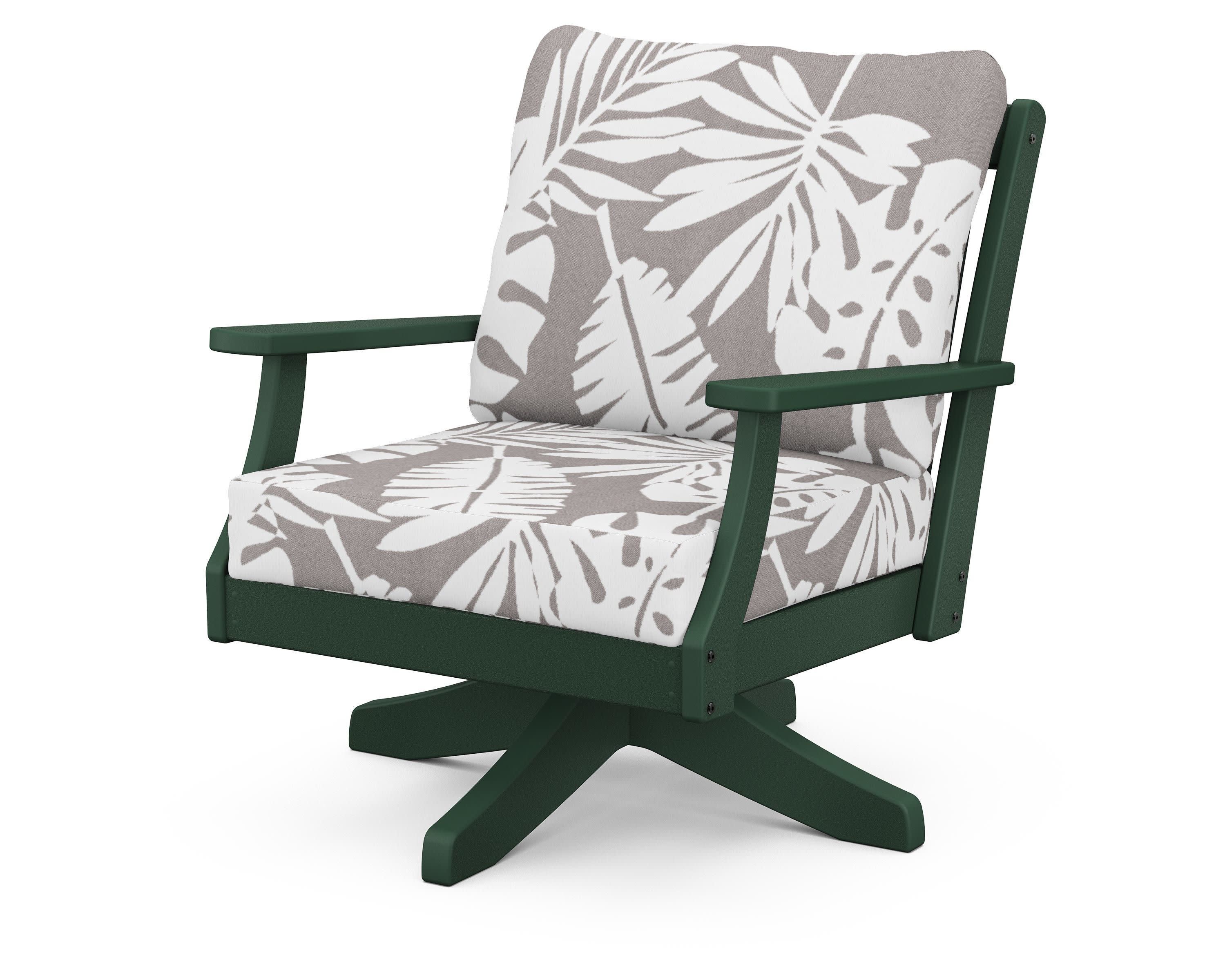 Braxton Deep Seating Swivel Chair in Green / Leaf Grey Mist