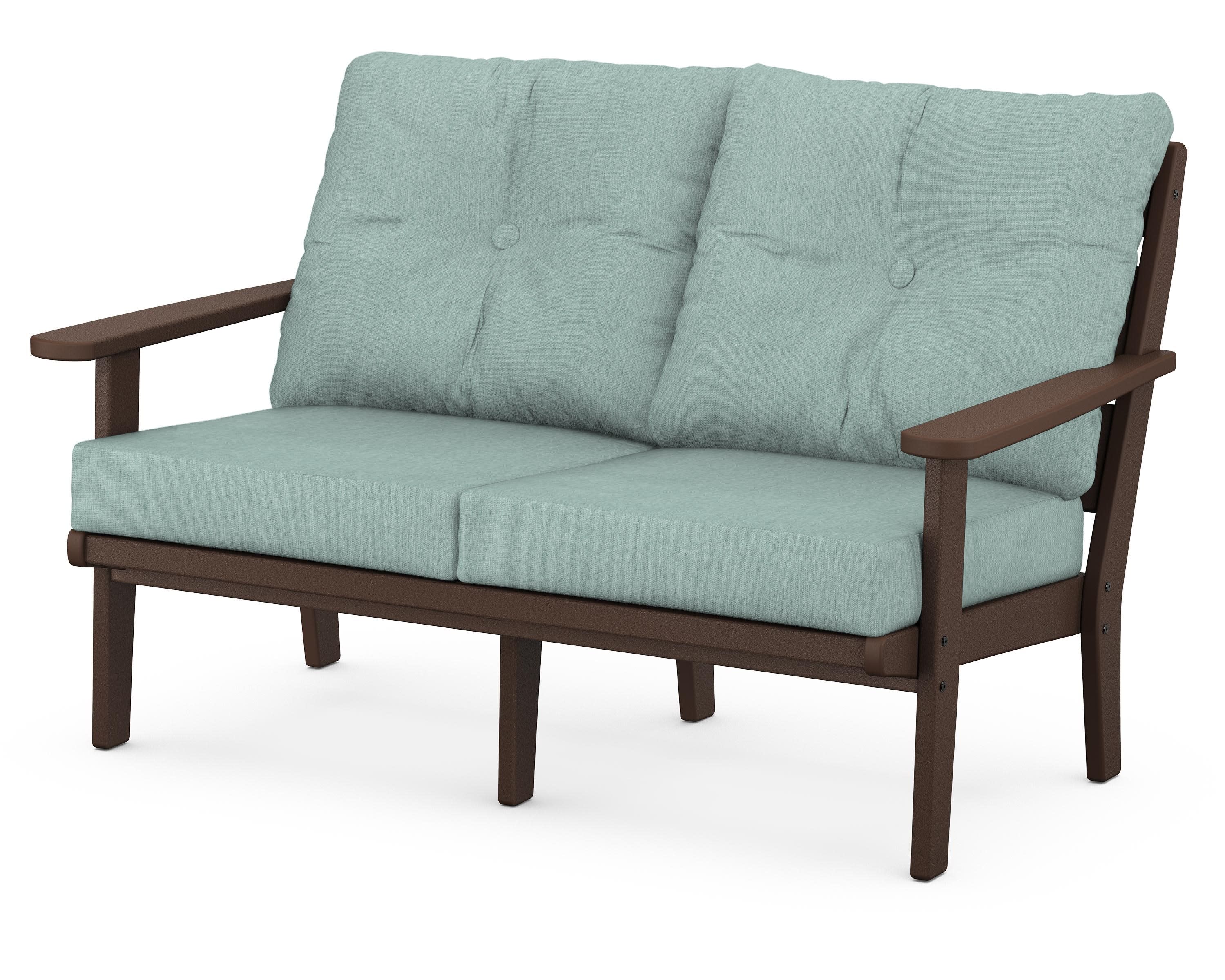 Lakeside Deep Seating Loveseat in Mahogany / Glacier Spa