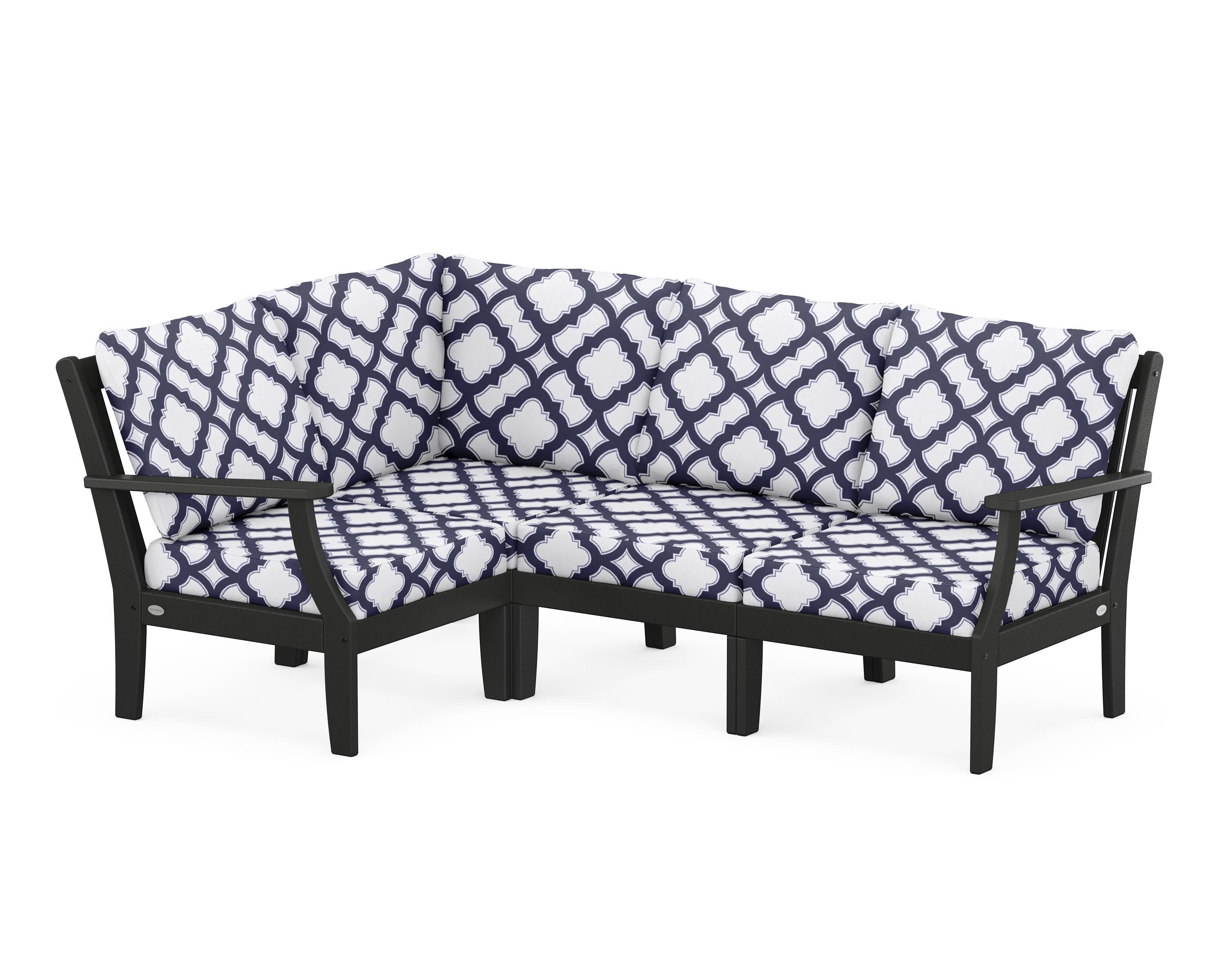 Braxton Modular 4-Piece Deep Seating Set in Black / Trellis Navy