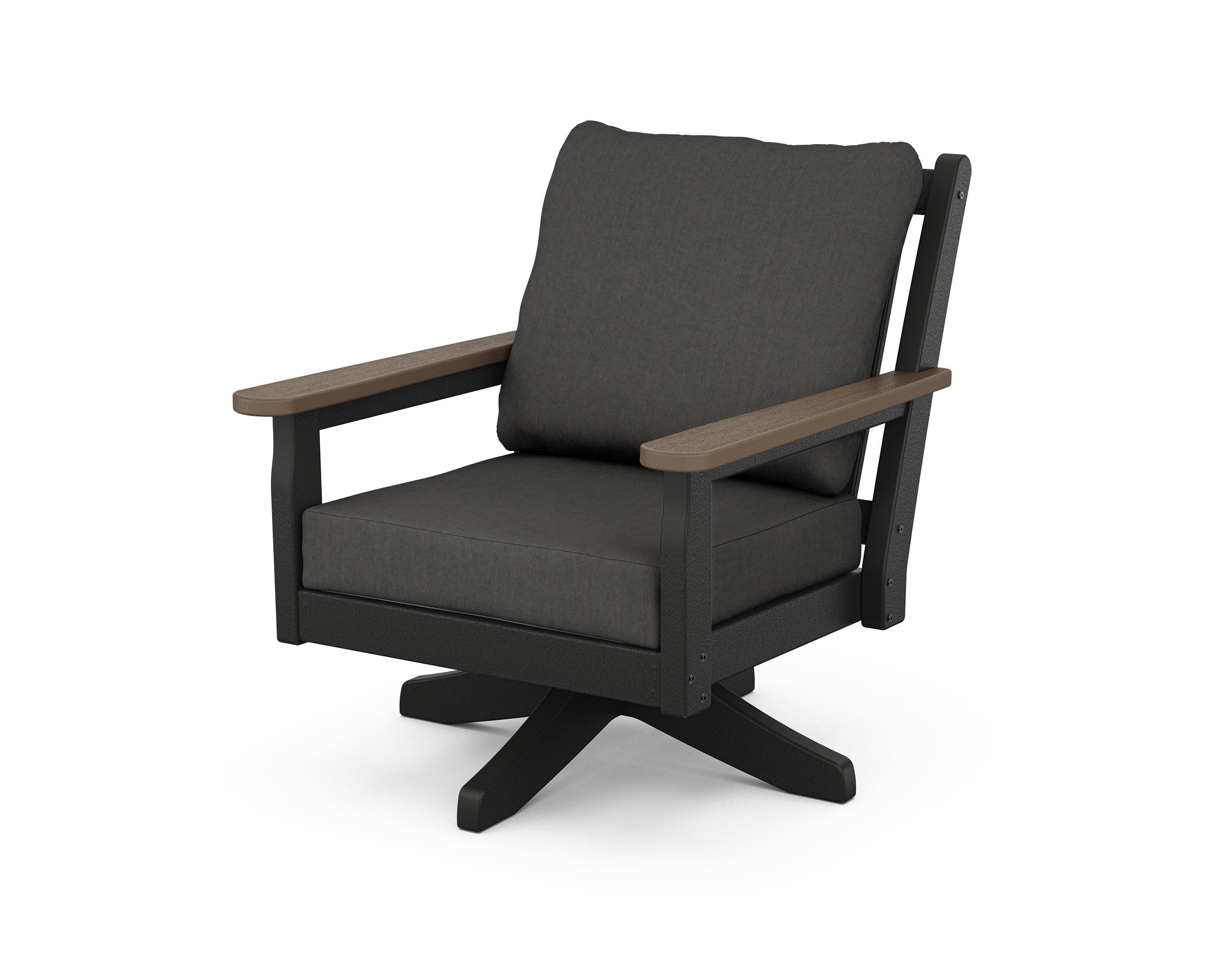 Chippendale Deep Seating Swivel Chair in Black / Kona / Spectrum Carbon