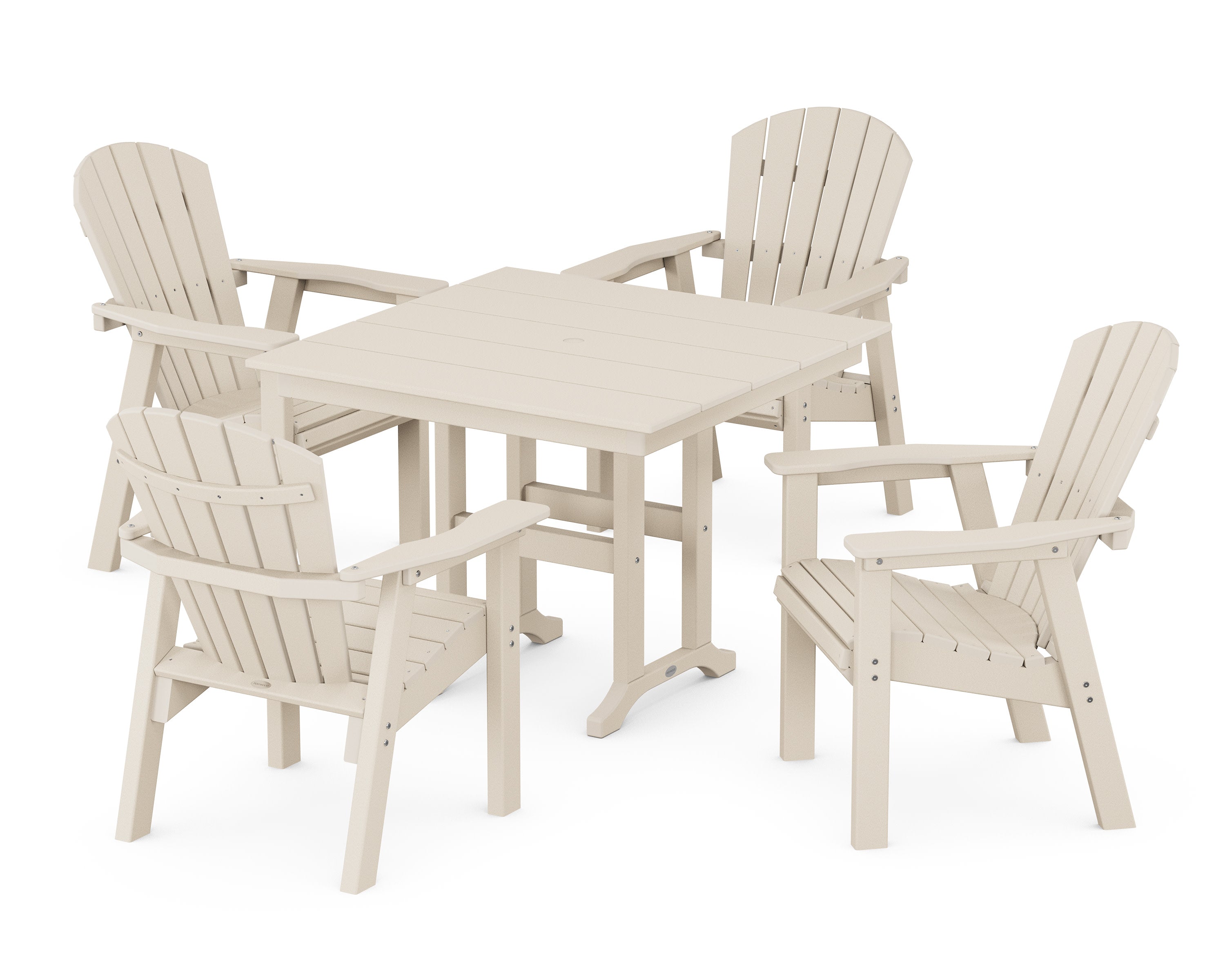 Seashell Chair 5-Piece Farmhouse Dining Set in Sand