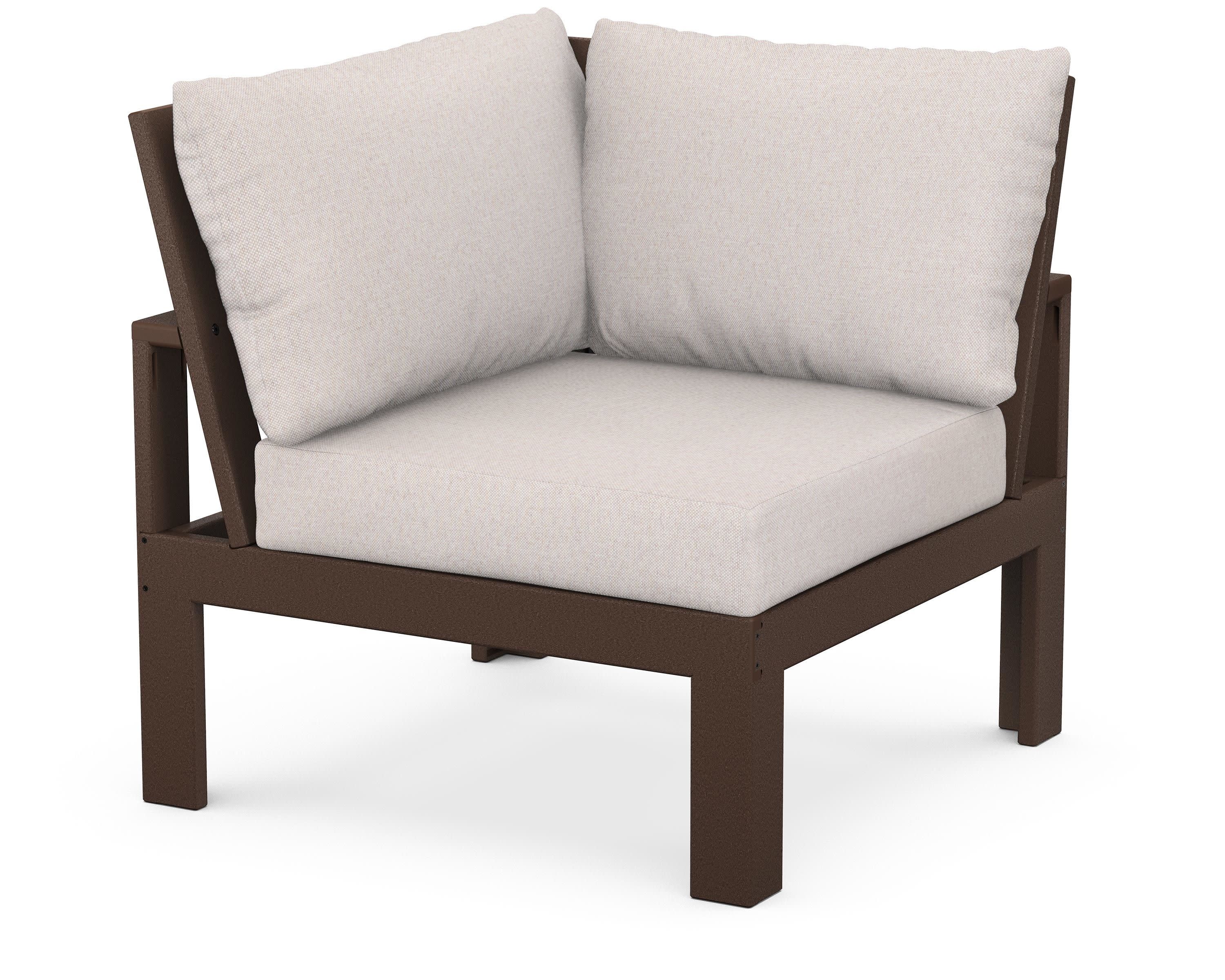 Modular Corner Chair in Mahogany / Dune Burlap