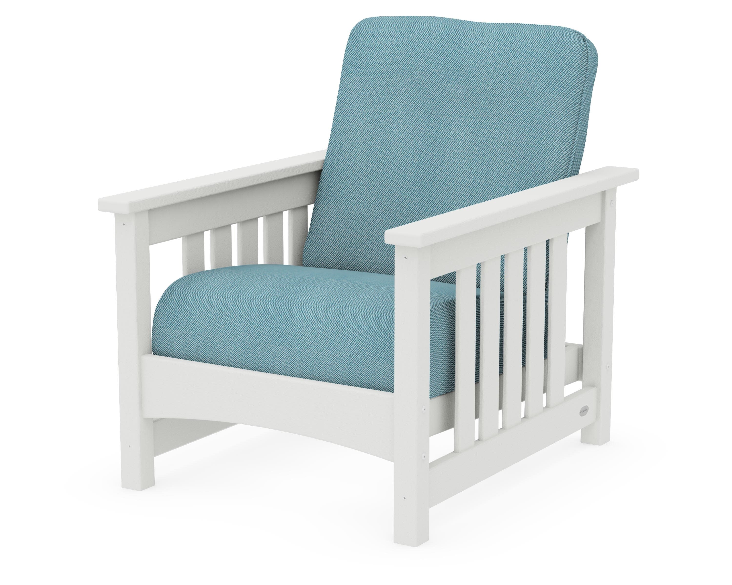Club Mission Chair in Vintage White / Lattice Sky Blue