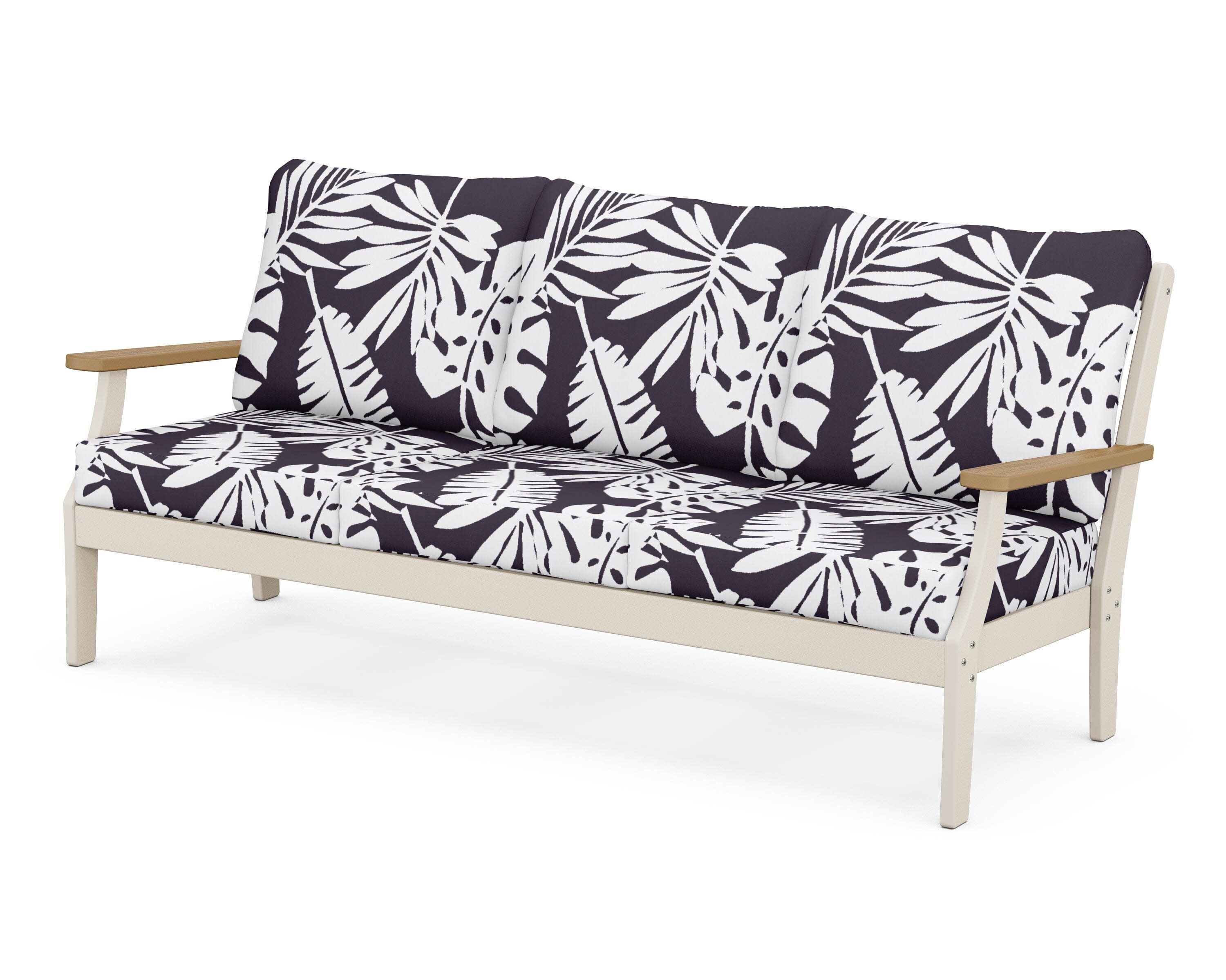 Braxton Deep Seating Sofa in Sand / Natural / Leaf Navy