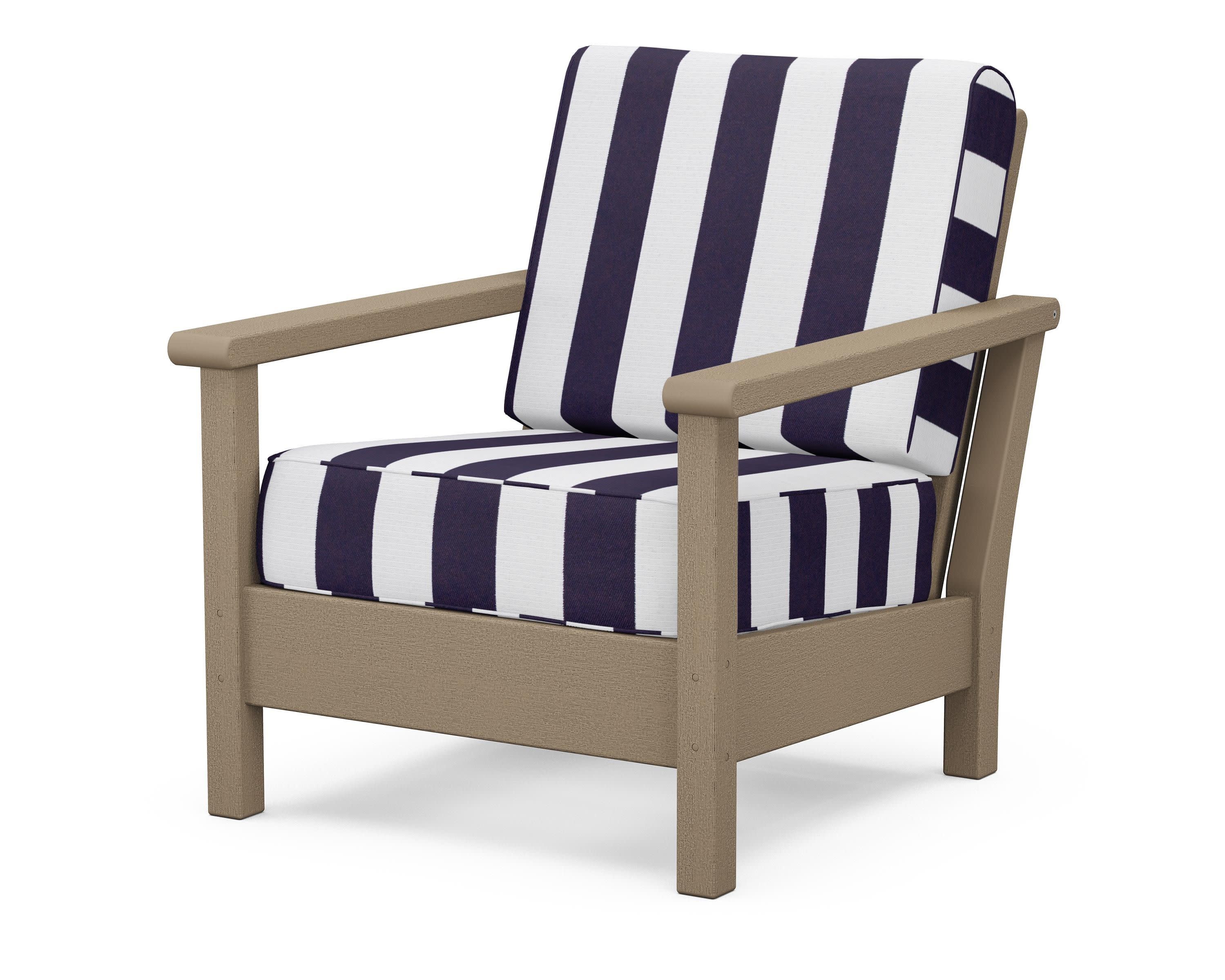 Harbour Deep Seating Chair in Vintage Sahara / Cabana Stripe Navy