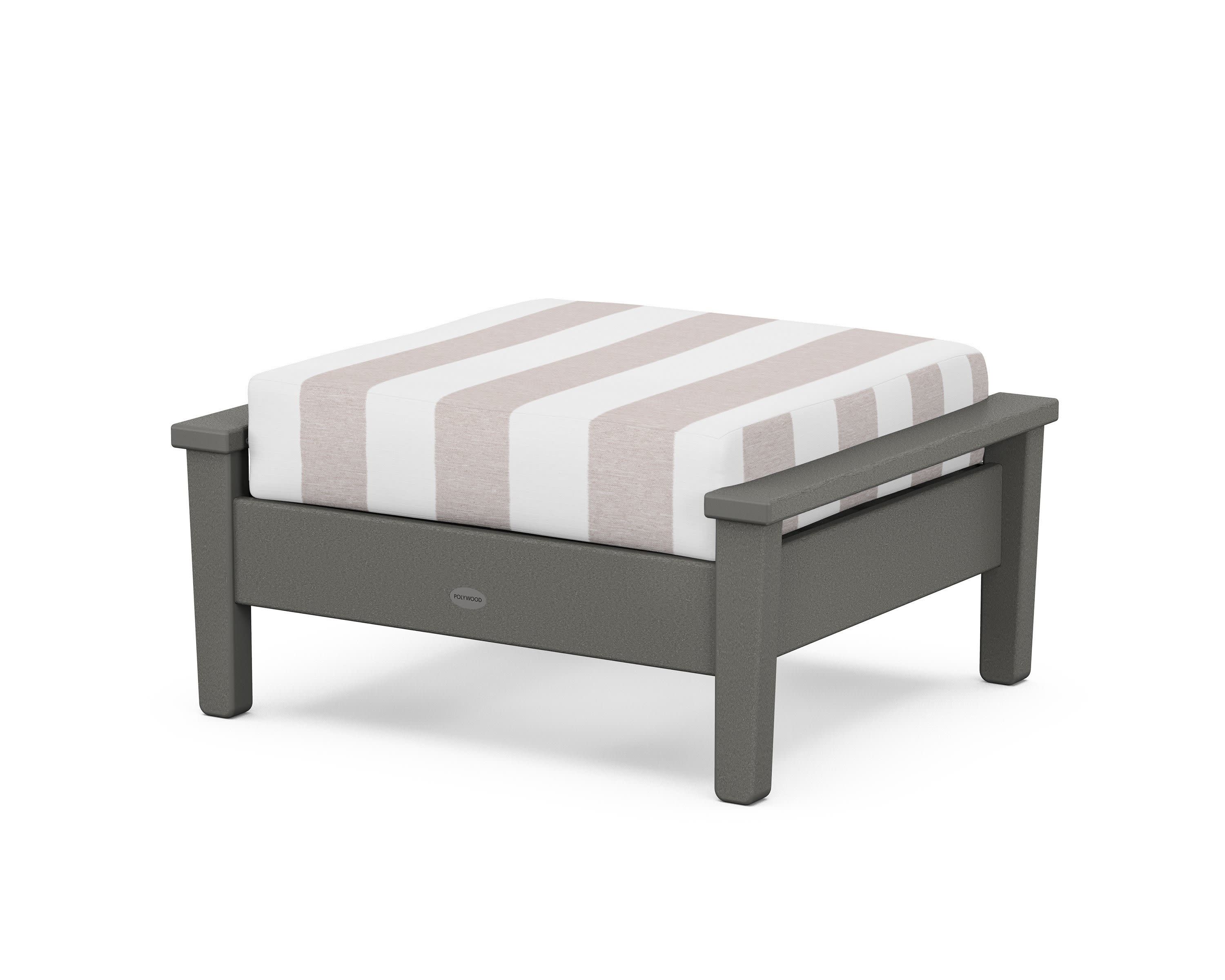 Prescott Deep Seating Ottoman in Slate Grey / Cabana Stripe Dune Burlap