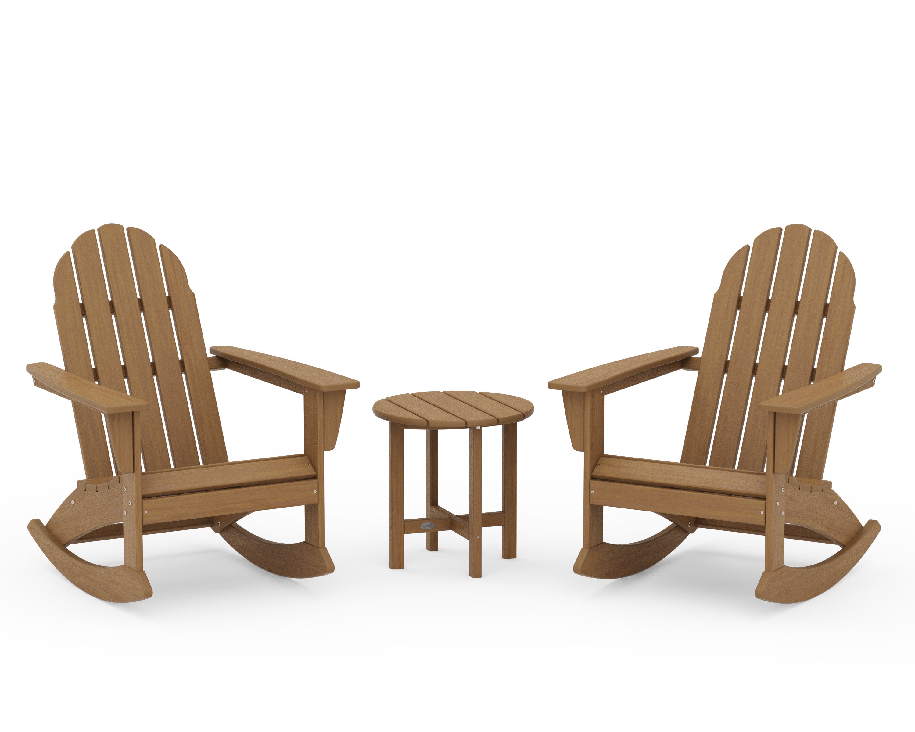 Vineyard 3-Piece Adirondack Rocking Chair Set in Natural