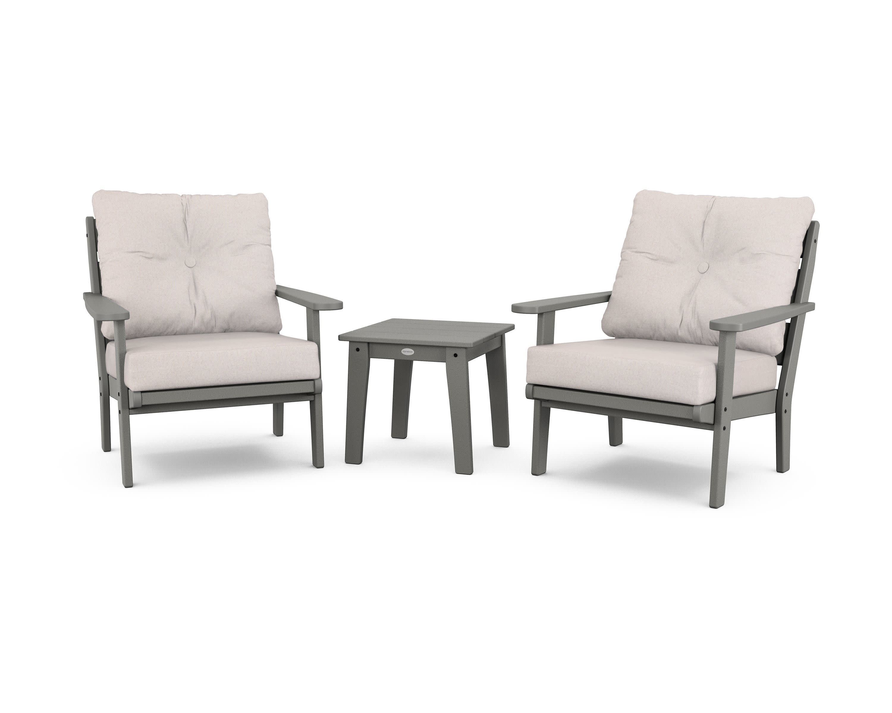 Lakeside 3-Piece Deep Seating Chair Set in Slate Grey / Dune Burlap