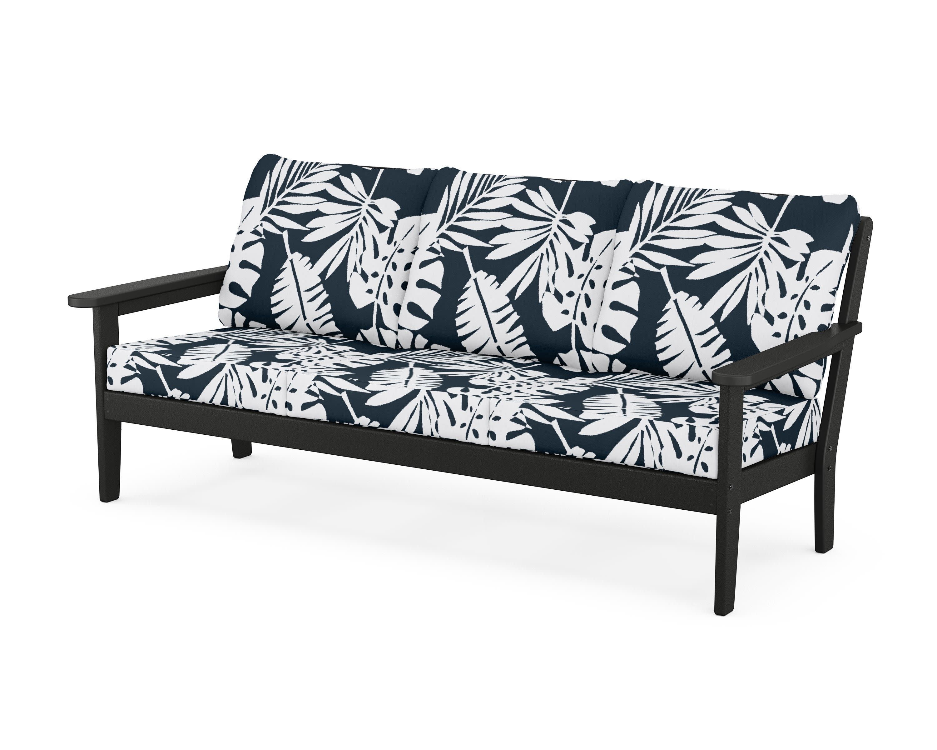 Cottage Deep Seating Sofa in Black / Leaf Marine Indigo