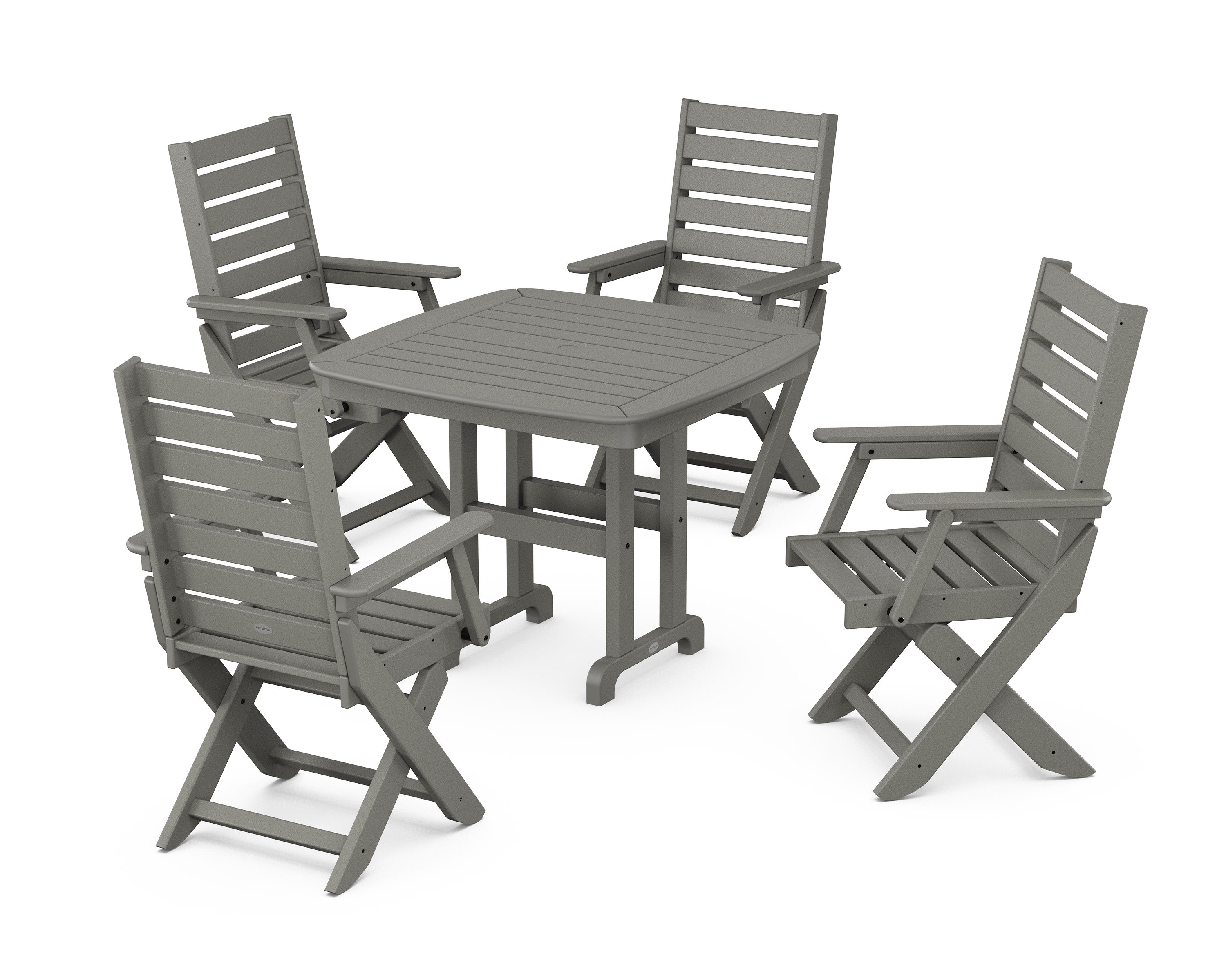Captain Folding Chair 5-Piece Dining Set in Slate Grey