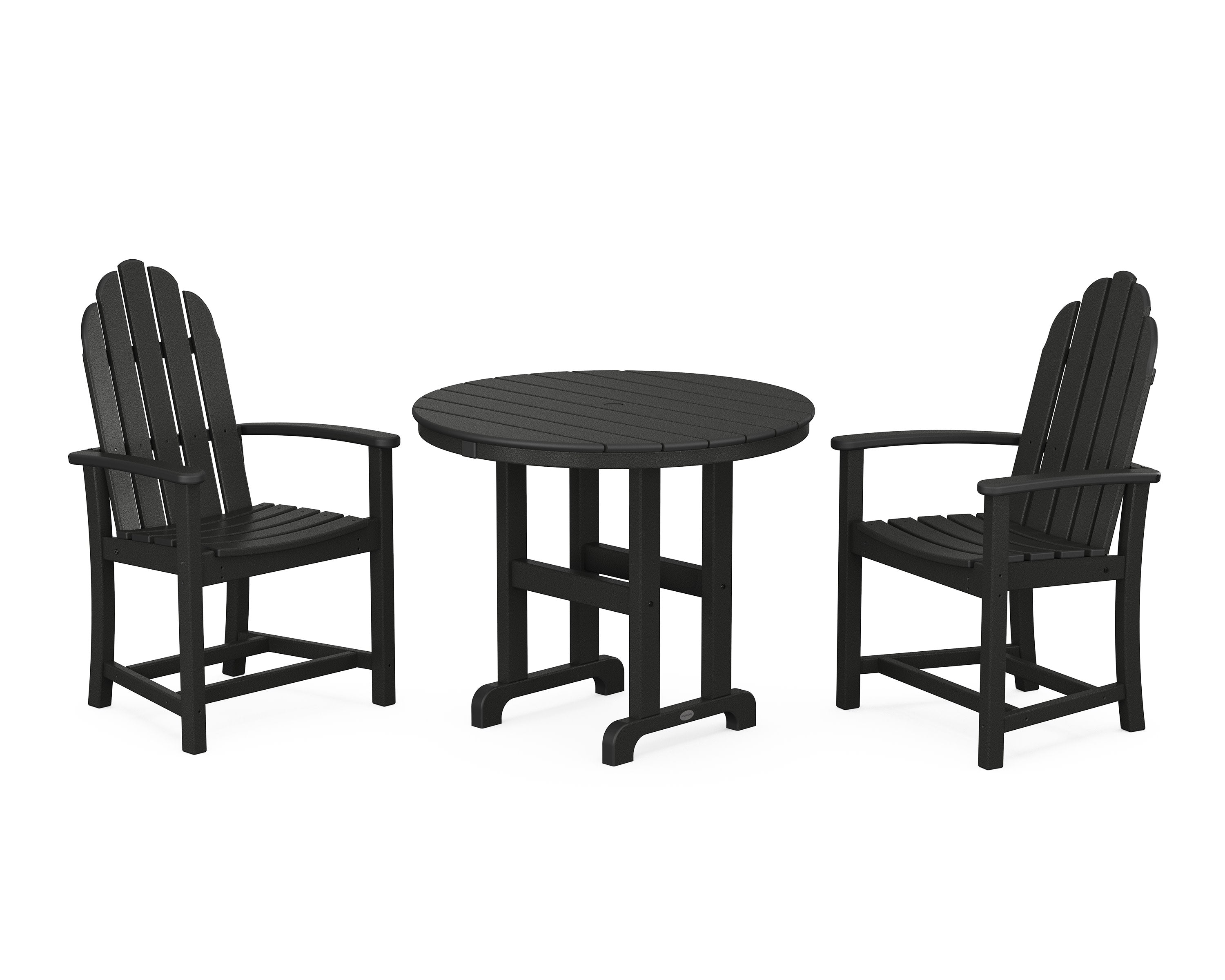 Classic Adirondack 3-Piece Round Dining Set in Black