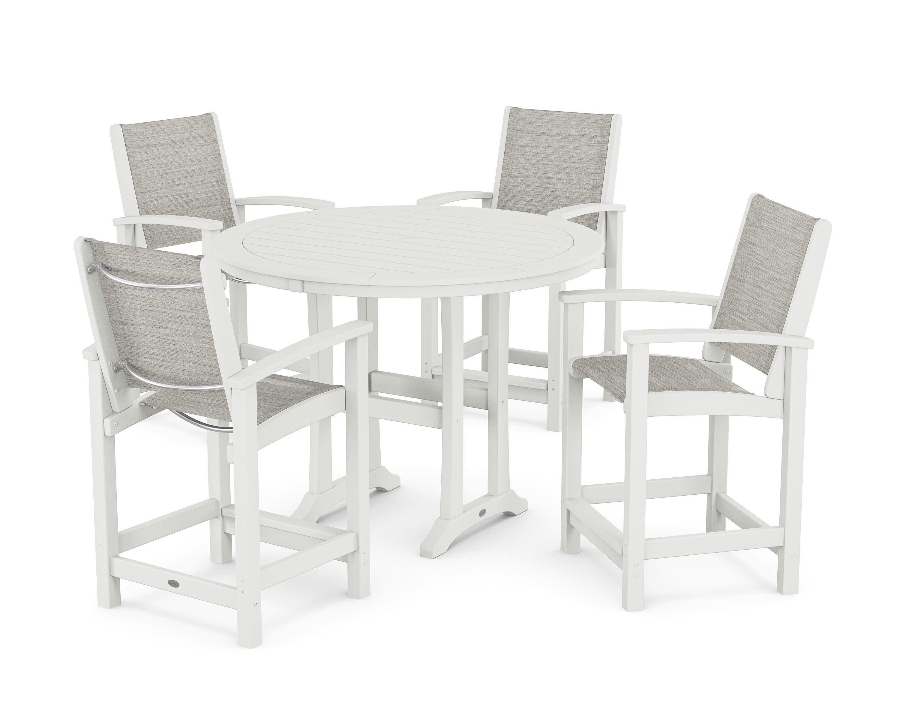 Coastal 5-Piece Counter Set in Vintage White / Birch Sling