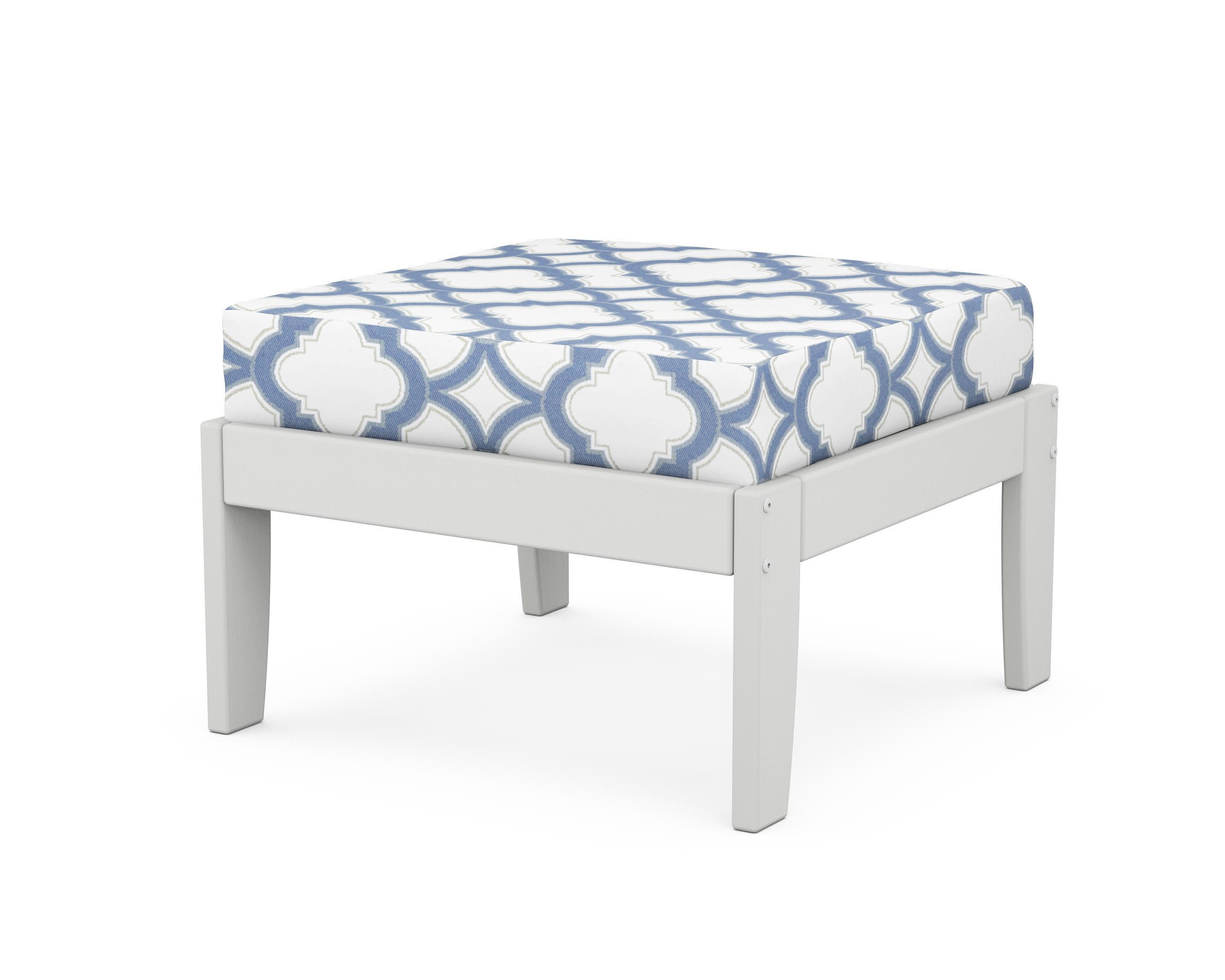Modular Ottoman - Classic in White / Trellis Sky Blue