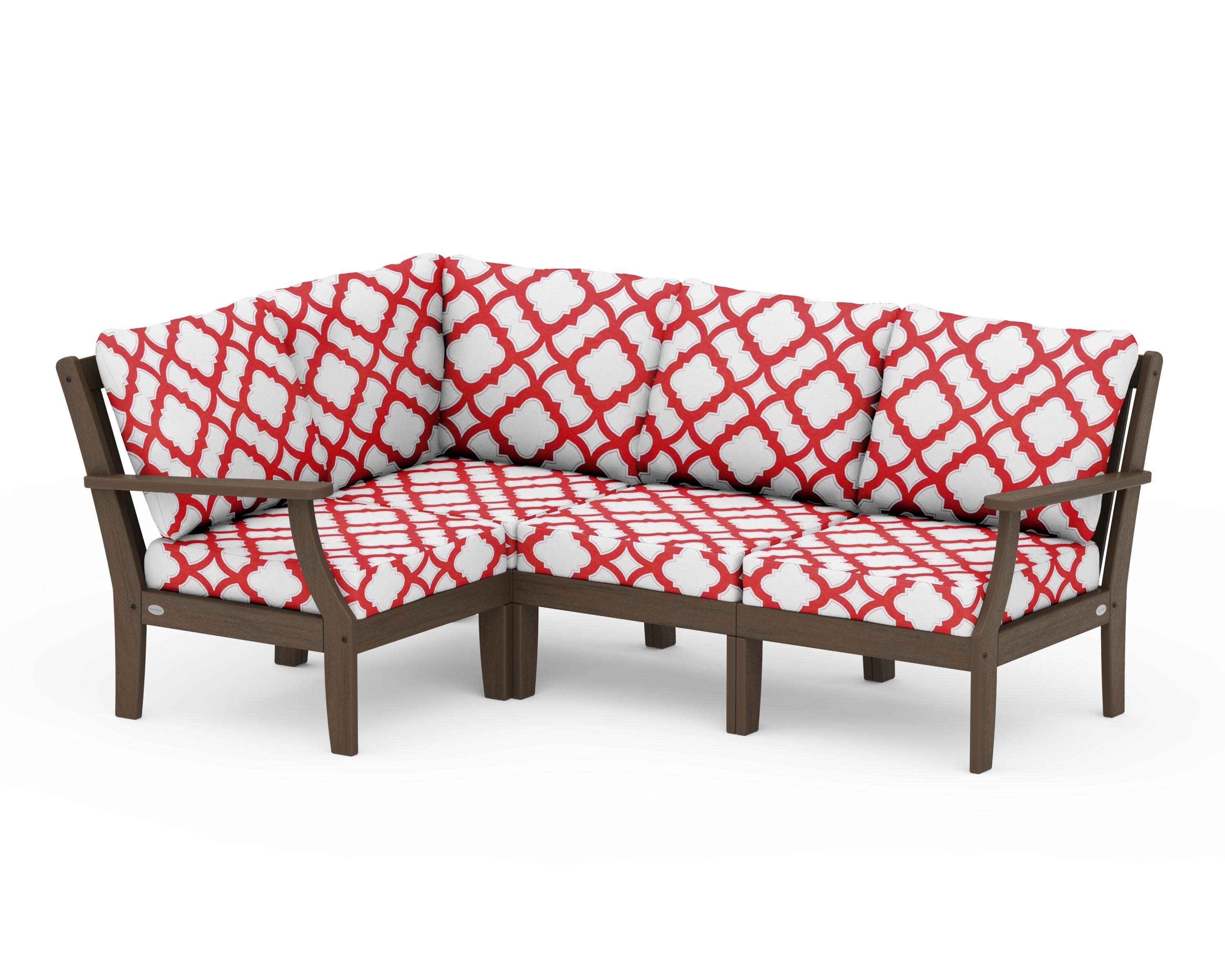 Braxton Modular 4-Piece Deep Seating Set in Kona / Trellis Crimson
