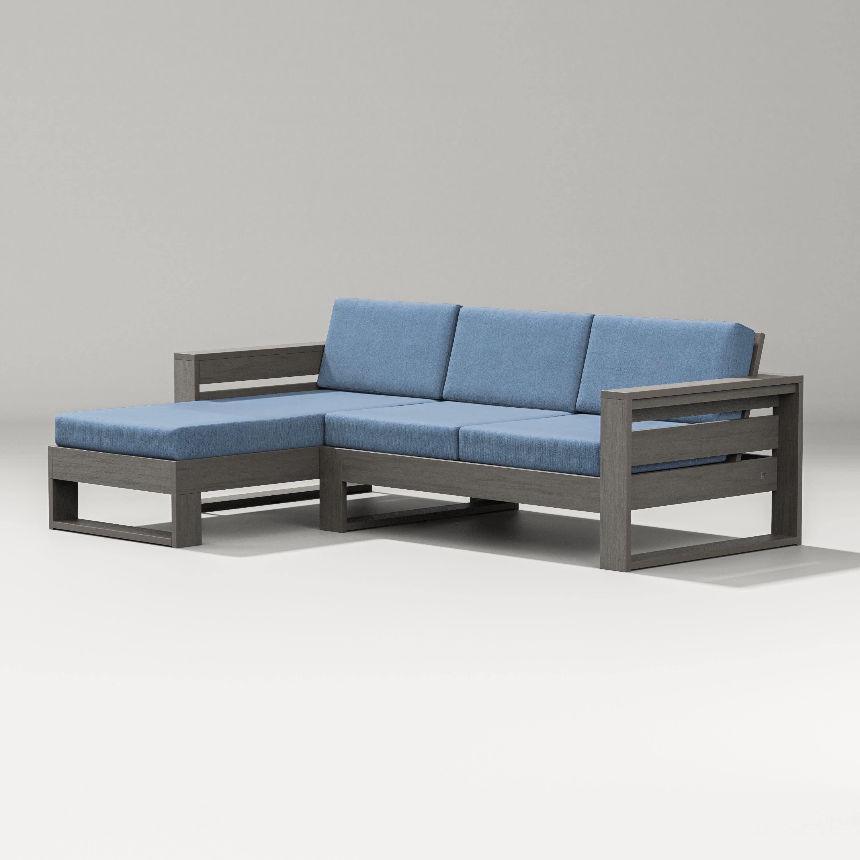 Latitude Left Chaise Sectional in Driftwood / Sky Blue